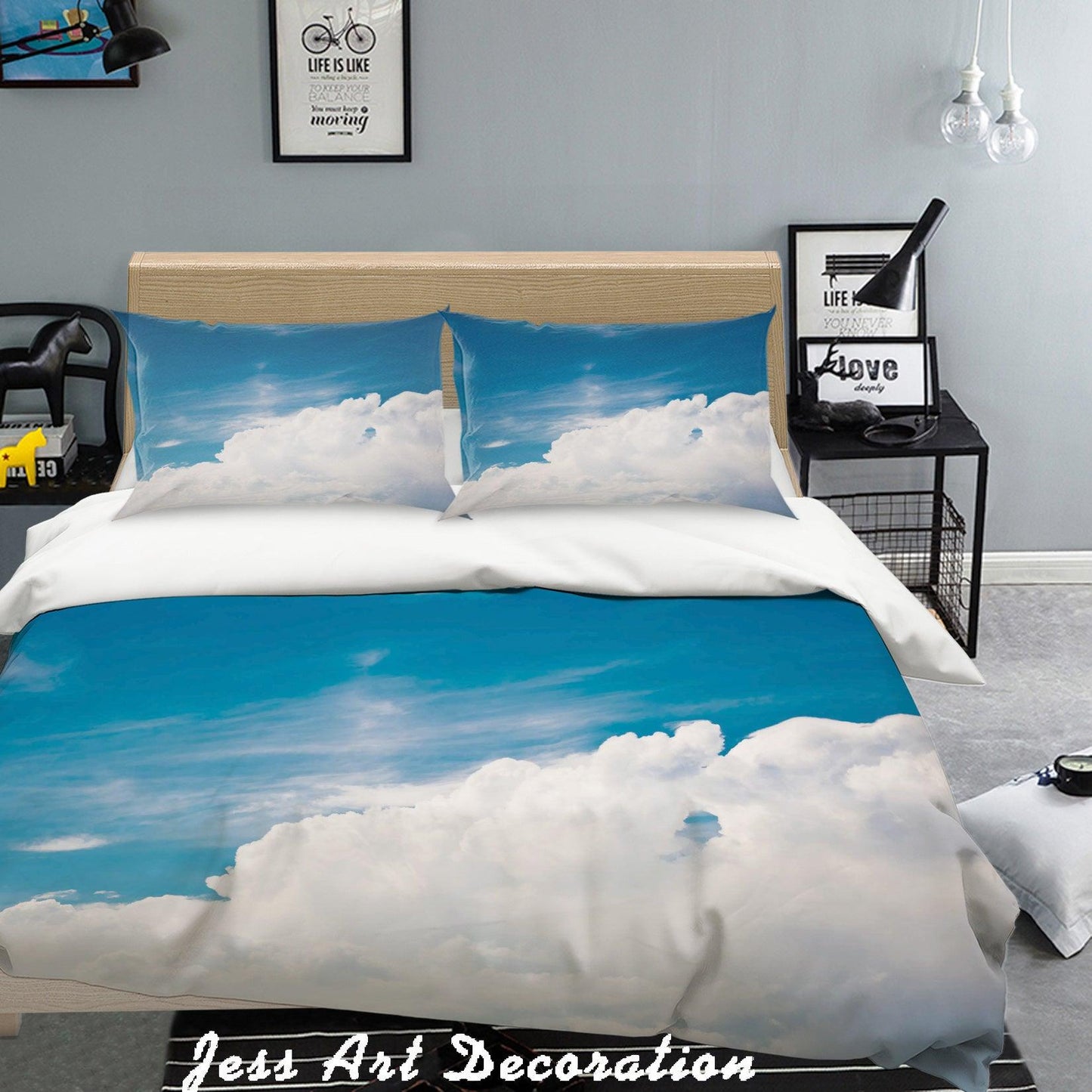 3D Blue Sky White Clouds Quilt Cover Set Bedding Set Pillowcases 5