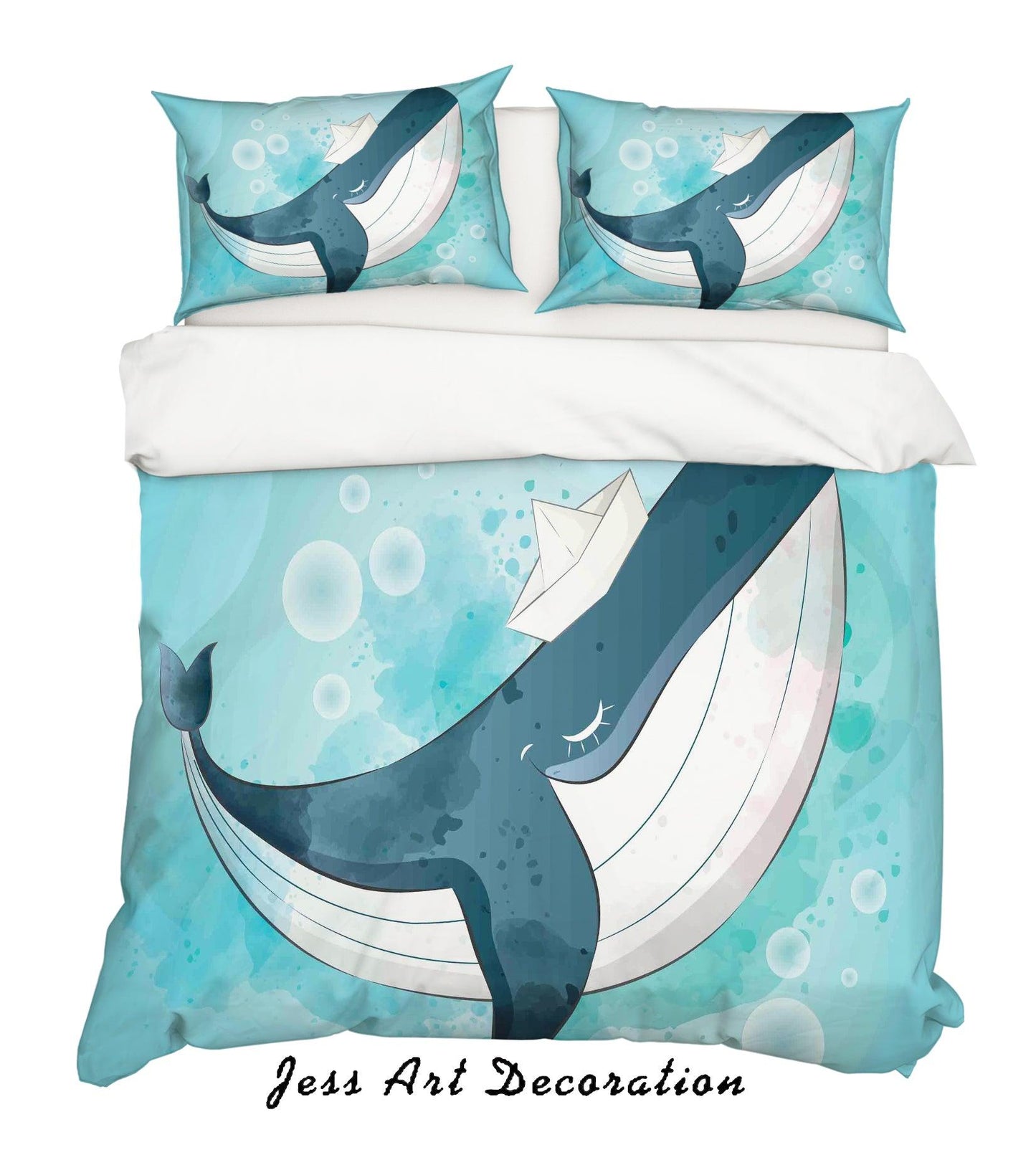 3D Cartoon Blue Dolphin Quilt Cover Set Bedding Set Pillowcases 128