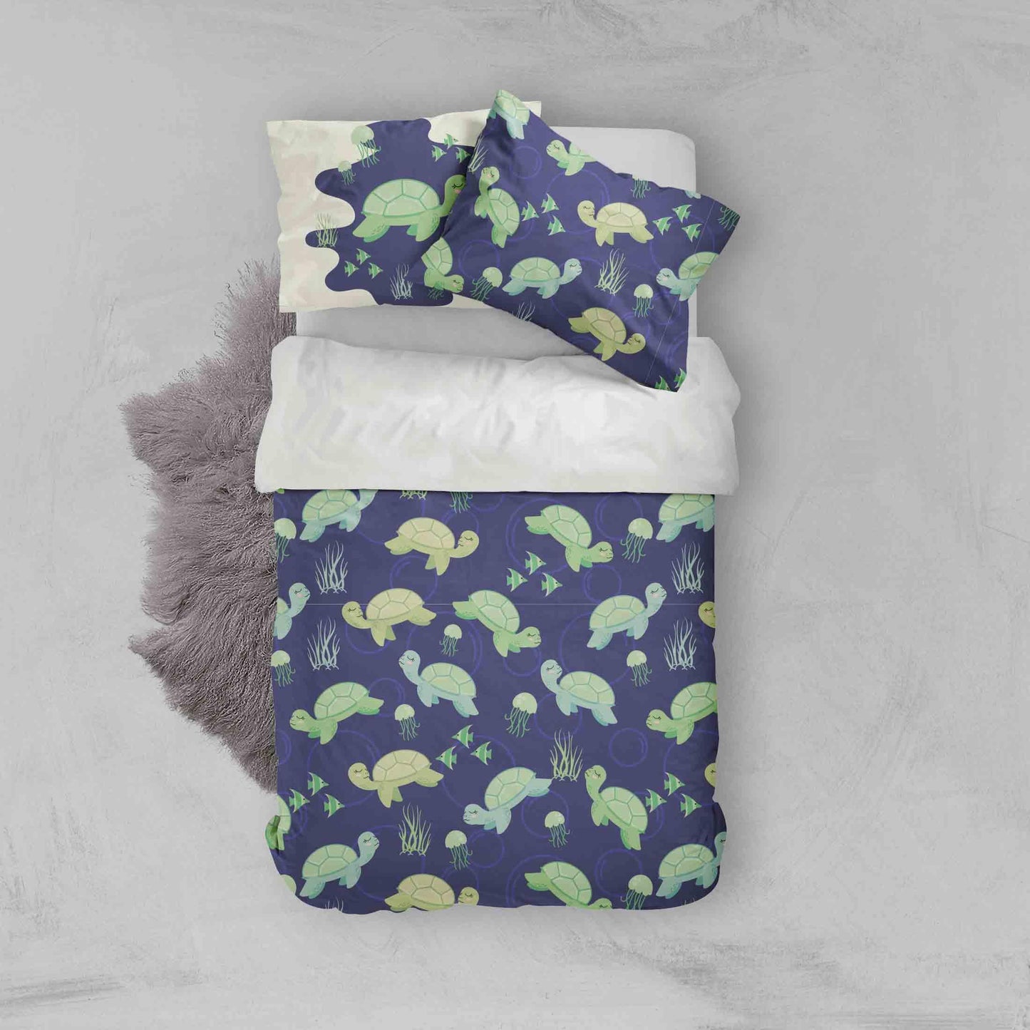 3D Cartoon Green Turtle Quilt Cover Set Bedding Set Pillowcases 105