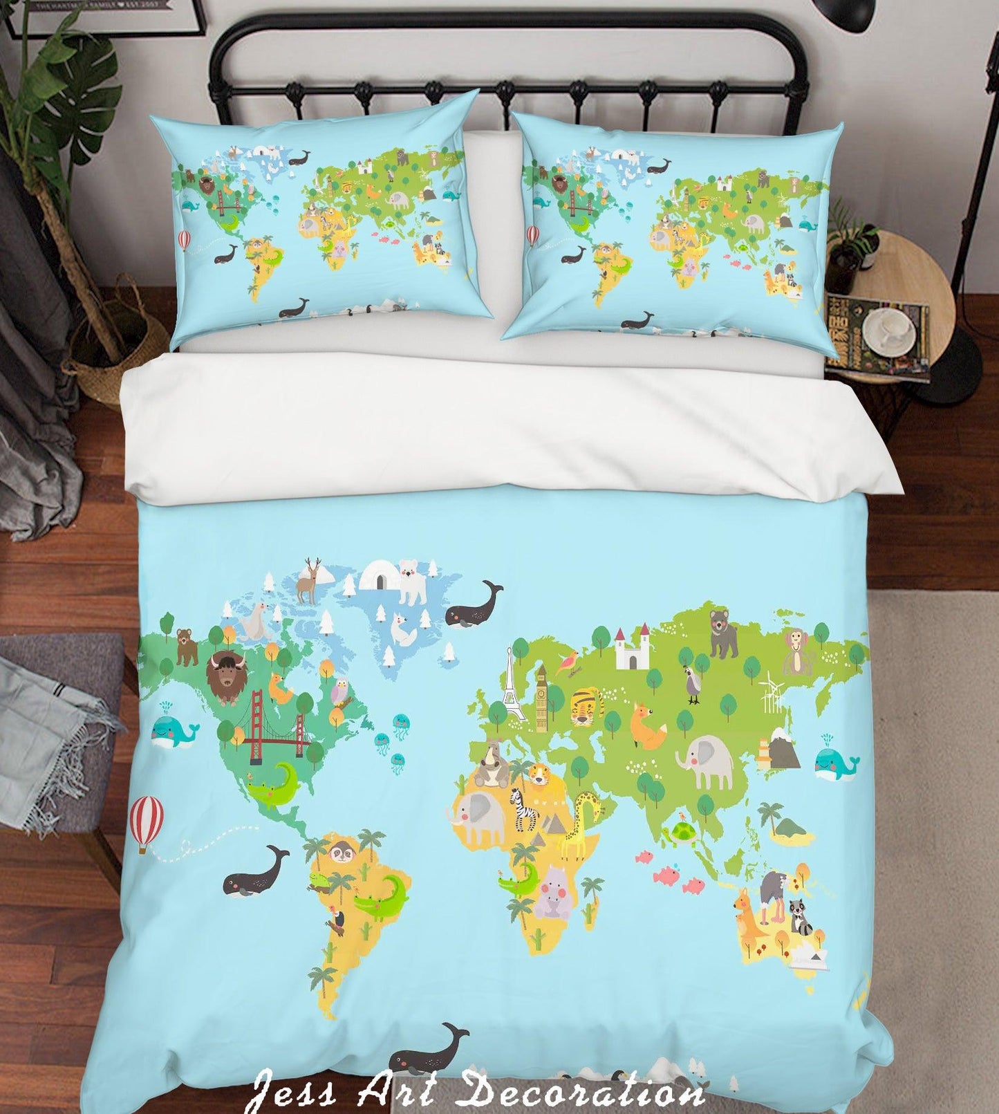 3D Blue World Map Quilt Cover Set Bedding Set Pillowcases 180