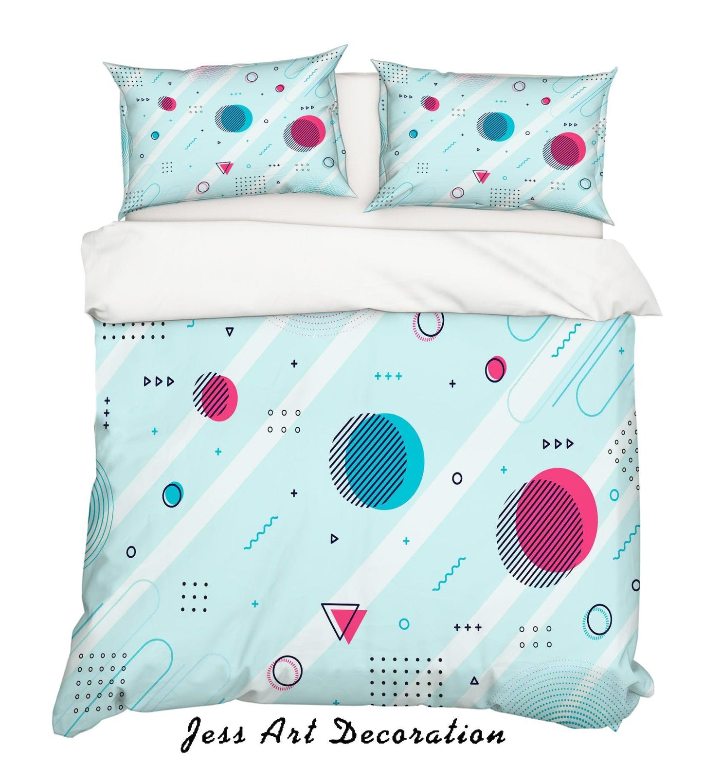 3D Cartoon Green Geometric pattern Quilt Cover Set Bedding Set Pillowcases 138