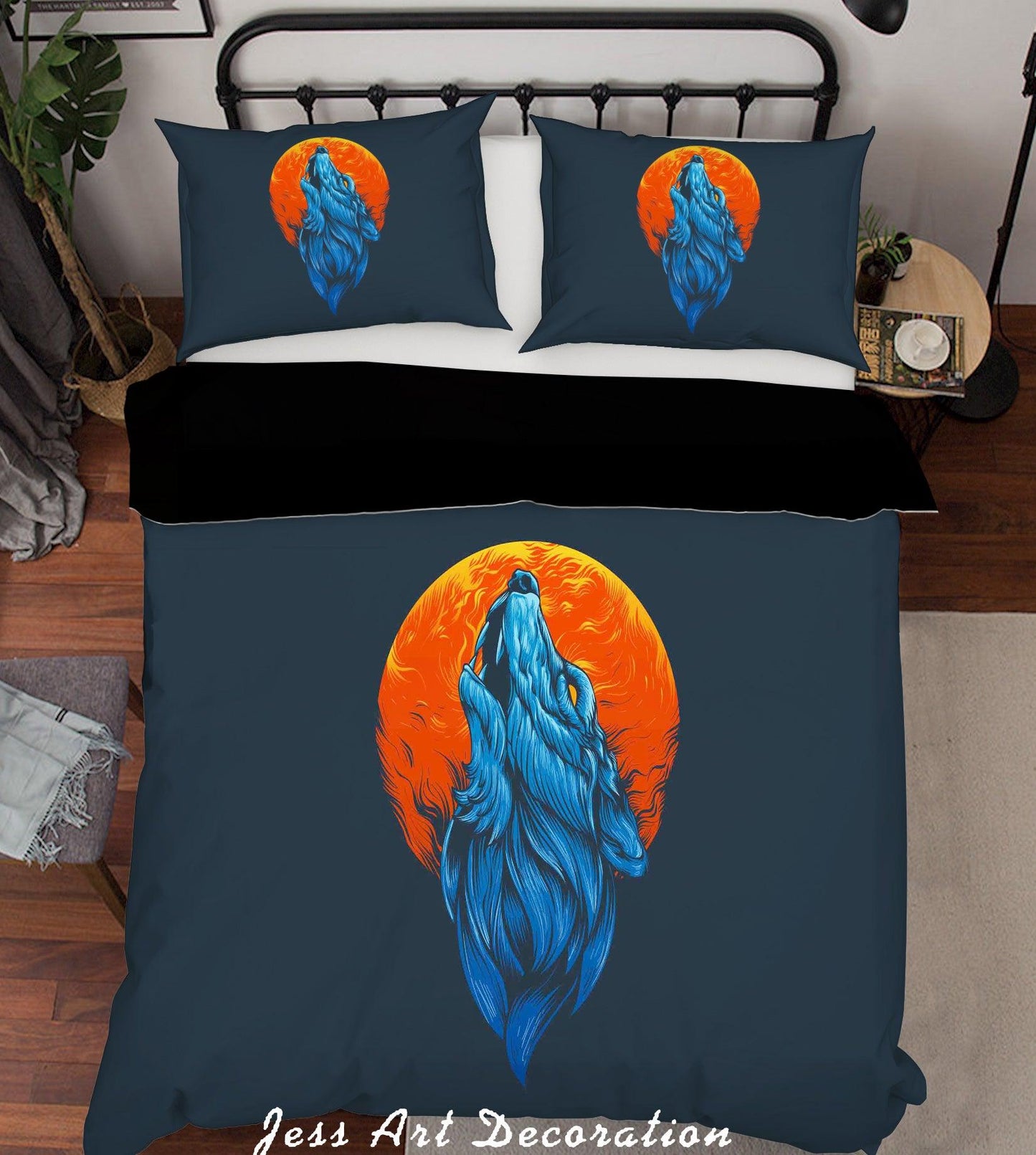 3D Abstract Orange Blue Quilt Cover Set Bedding Set Duvet Cover Pillowcases LXL