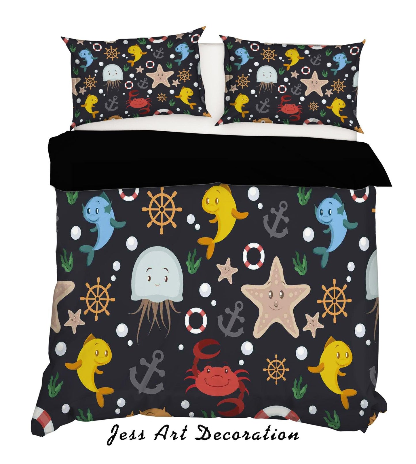 3D Cartoon Octopus Dolphin Starfish Quilt Cover Set Bedding Set Pillowcases 156