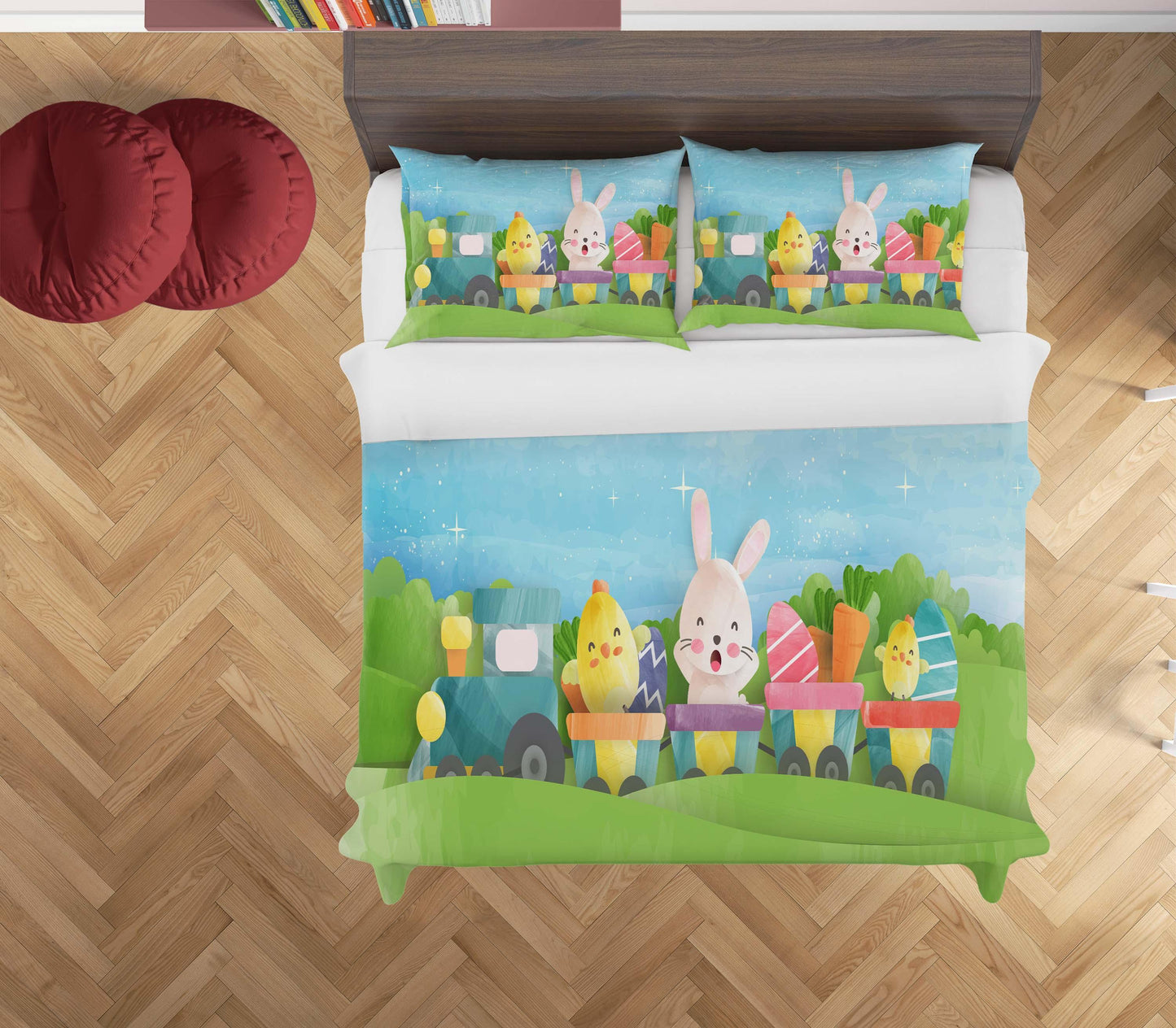 3D Cartoon Rabbit Chick Train Quilt Cover Set Bedding Set Duvet Cover Pillowcases SF57