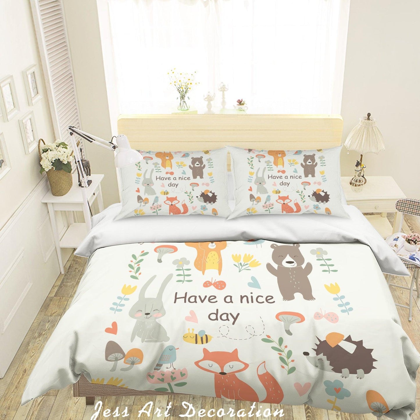 3D Cartoon Animal Quilt Cover Set Bedding Set Pillowcases 60