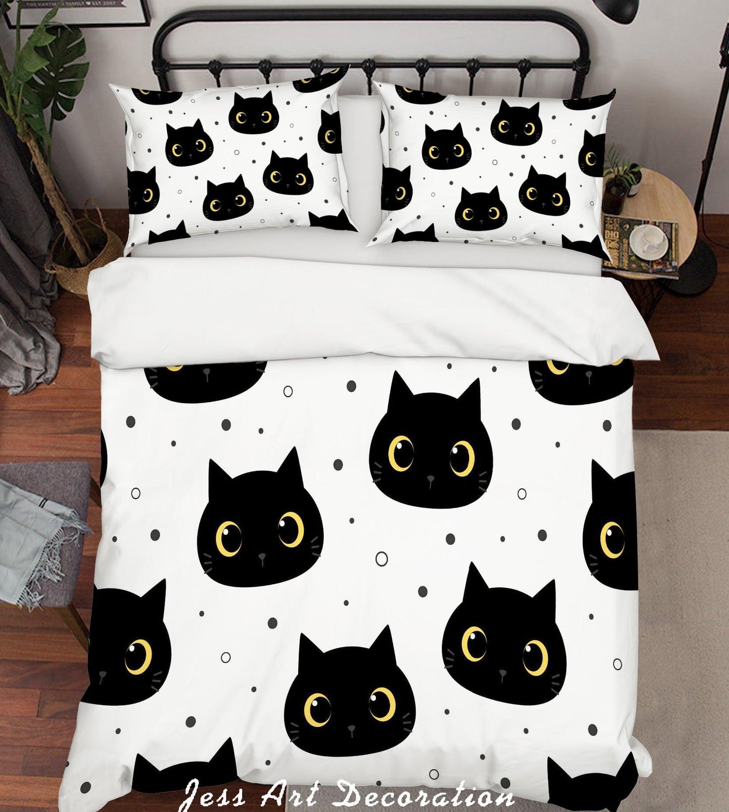3D Black Cat Pattern Quilt Cover Set Bedding Set Pillowcases 21
