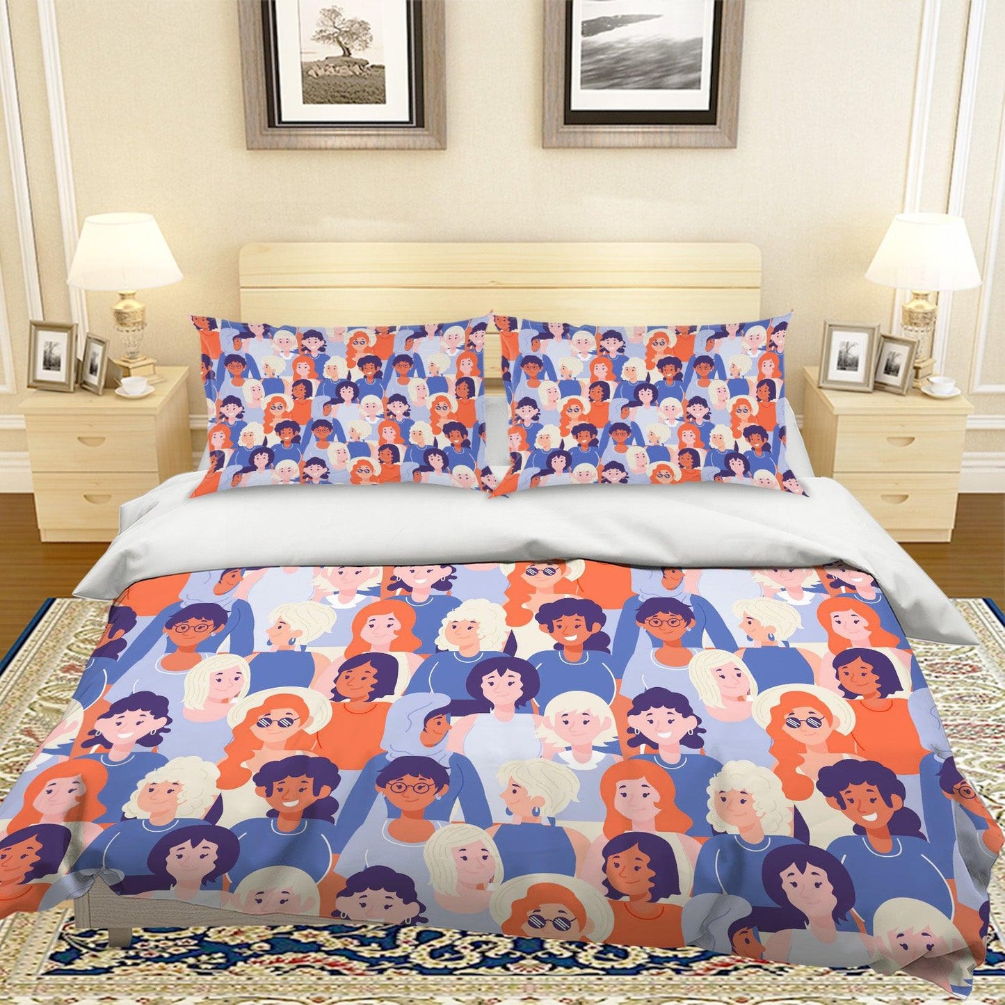 3D Cartoon Crowd Pattern Quilt Cover Set Bedding Set Pillowcases 127