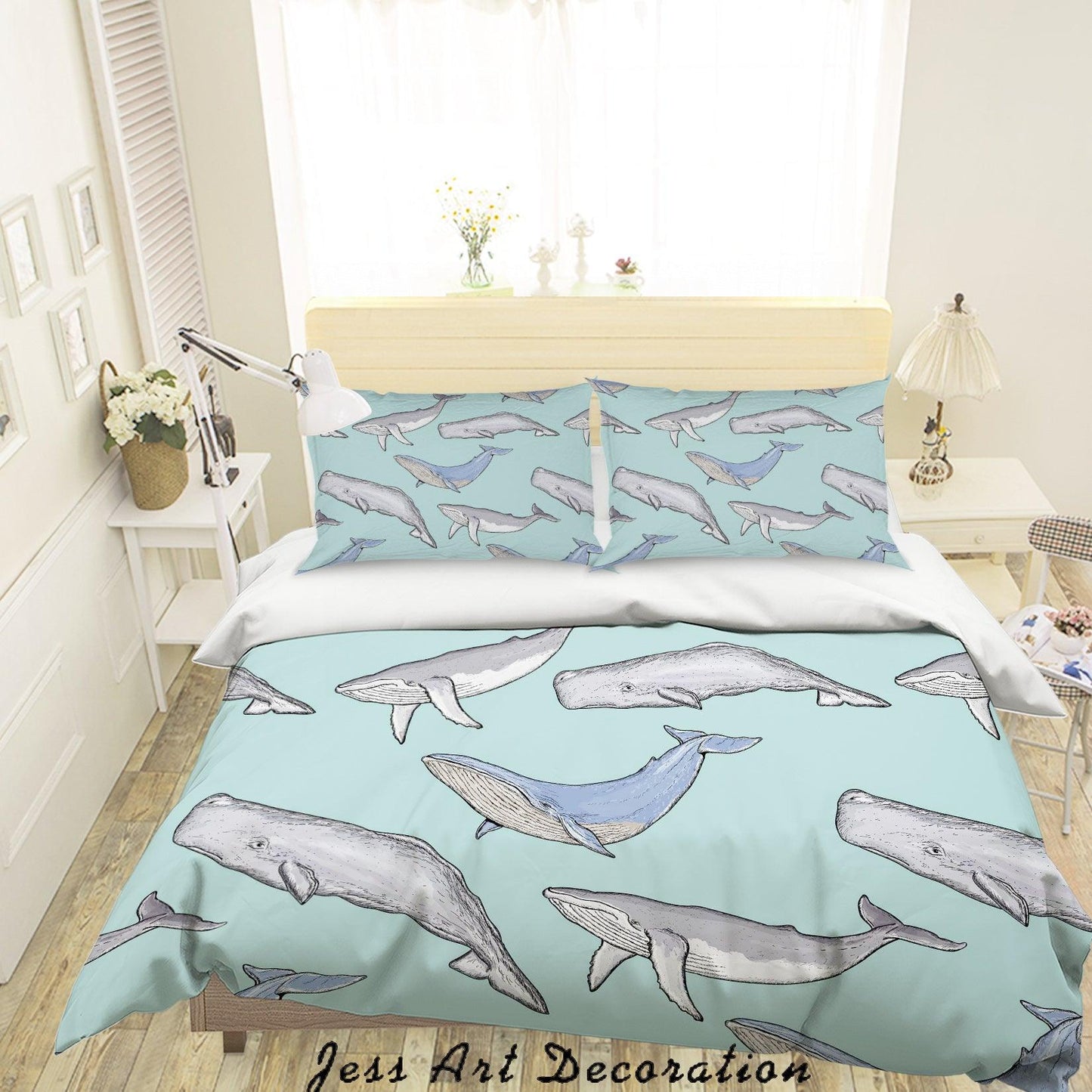 3D Cartoon Dolphin Quilt Cover Set Bedding Set Pillowcases 64