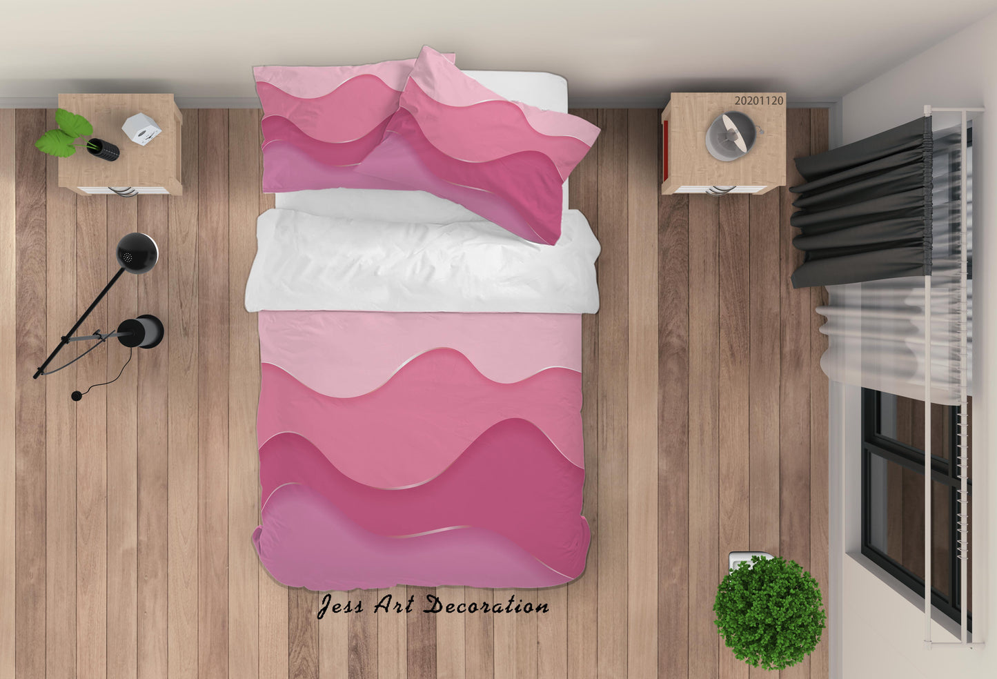 3D Abstract Pink Quilt Cover Set Bedding Set Duvet Cover Pillowcases LXL