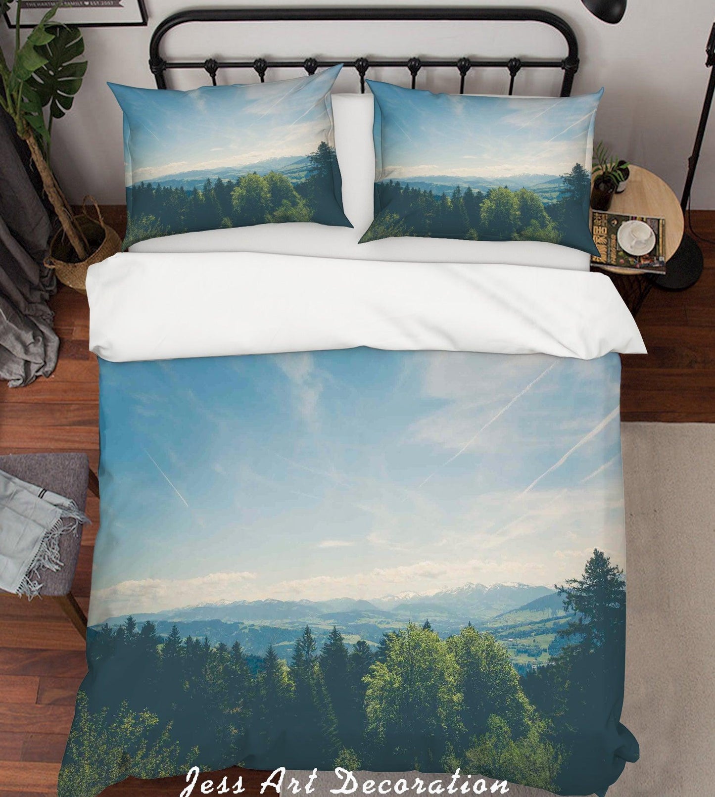 3D Blue Sky Green Forest Scenery Quilt Cover Set Bedding Set Pillowcases 89