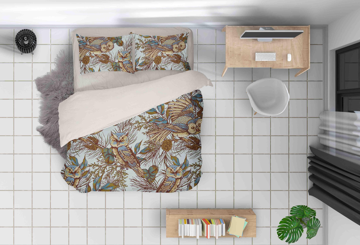 3D Cartoon Owl Leaf Quilt Cover Set Bedding Set Pillowcases 72