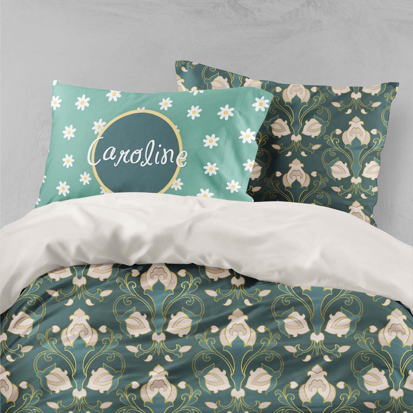 3D Abstract Floral Dark Green Quilt Cover Set Bedding Set Pillowcases 65