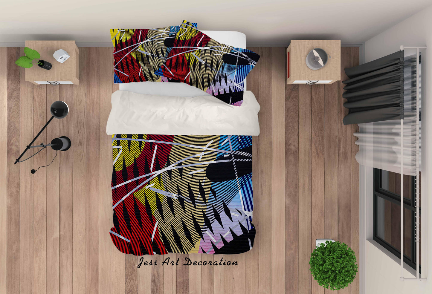 3D Abstract Color Pattern Wall Quilt Cover Set Bedding Set Duvet Cover Pillowcases LQH A115