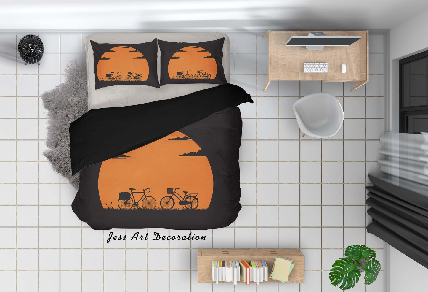 3D Bicycle Sunset Grassland Quilt Cover Set Bedding Set Duvet Cover Pillowcases A054 LQH