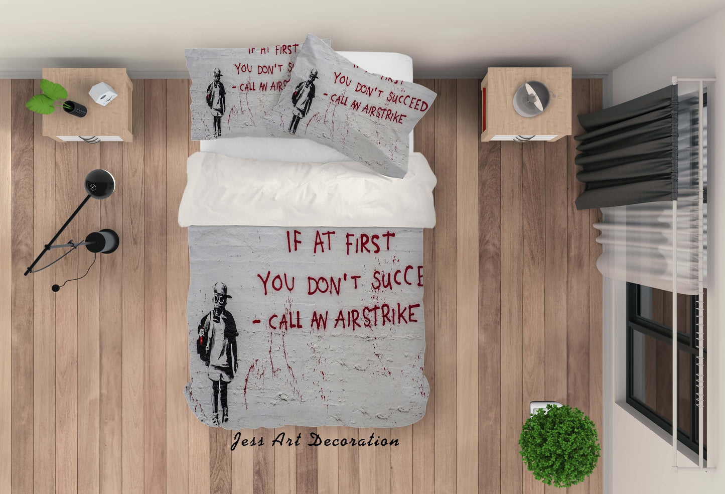 3D Banksy Mural Red Letter Boy Quilt Cover Set Bedding Set Duvet Cover Pillowcases ZY D109