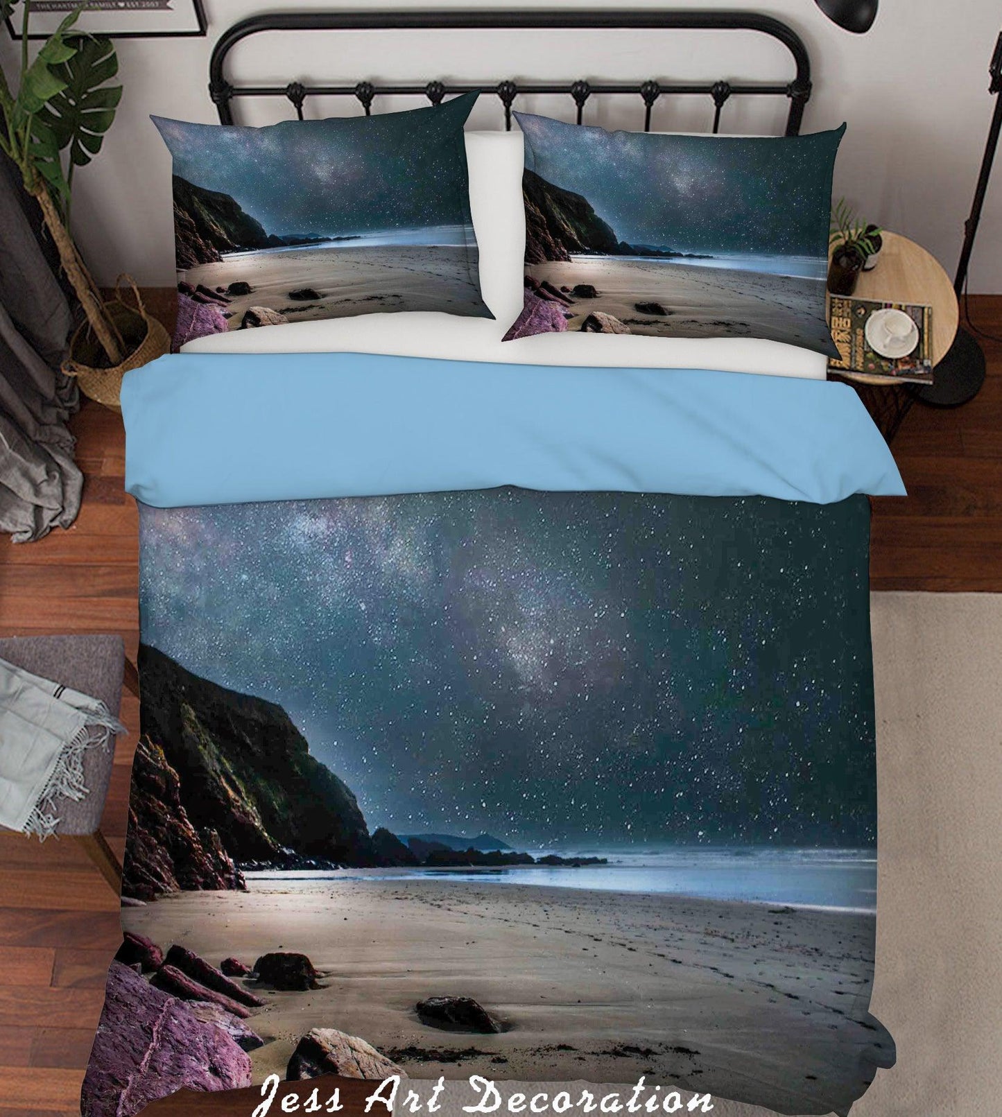3D Seaside Beach Starry Sky Quilt Cover Set Bedding Set Pillowcases 76