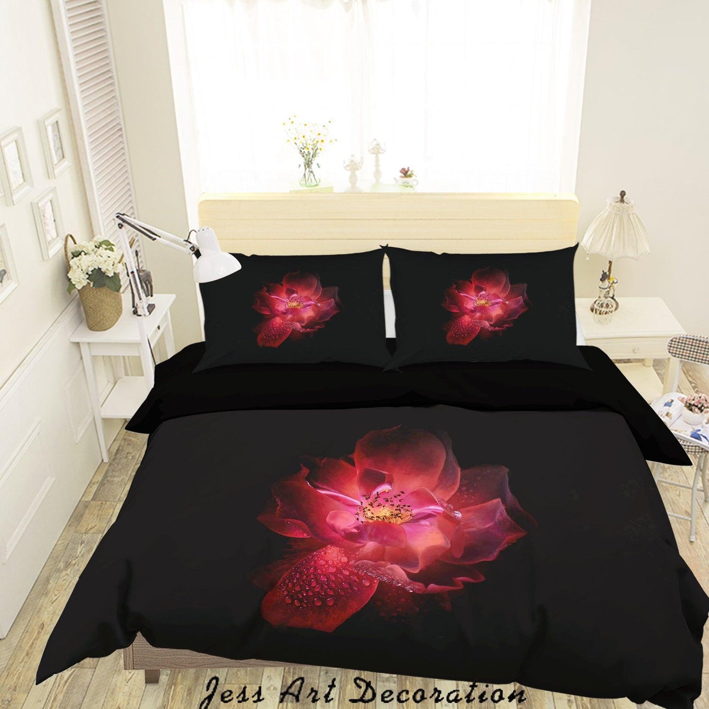 3D Beautiful Lotus Pink Quilt Cover Set Bedding Set Duvet Cover Pillowcases LQH A63
