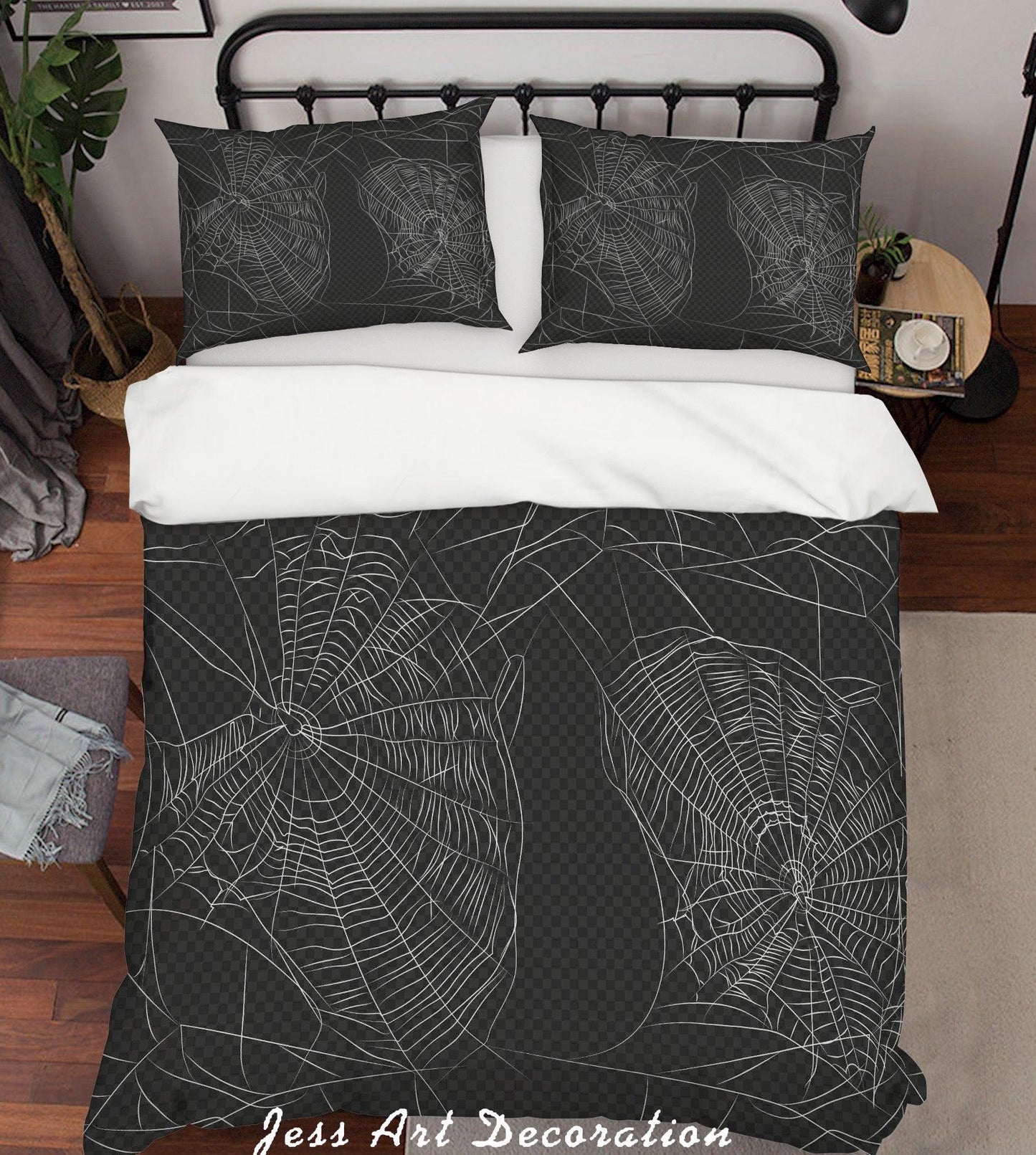 3D Black Spider Web Quilt Cover Set Bedding Set Pillowcases 232