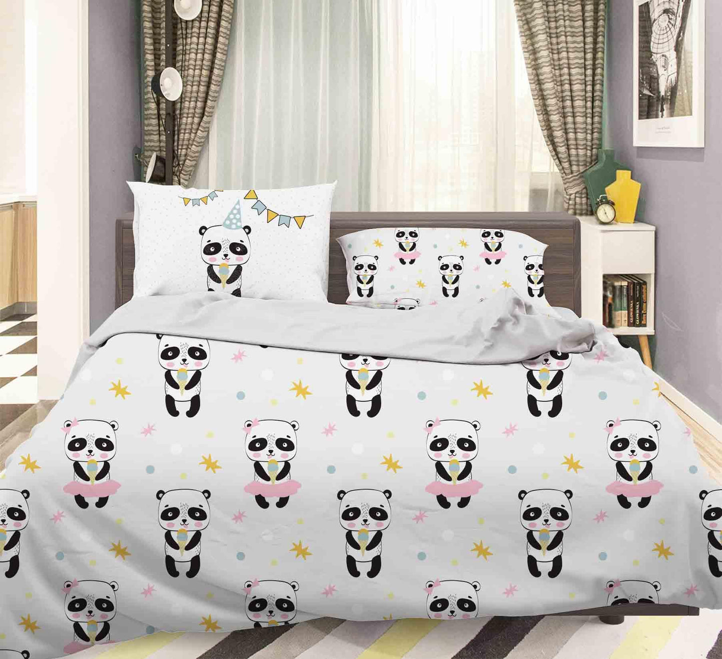 3D Cartoon Panda Quilt Cover Set Bedding Set Pillowcases 64