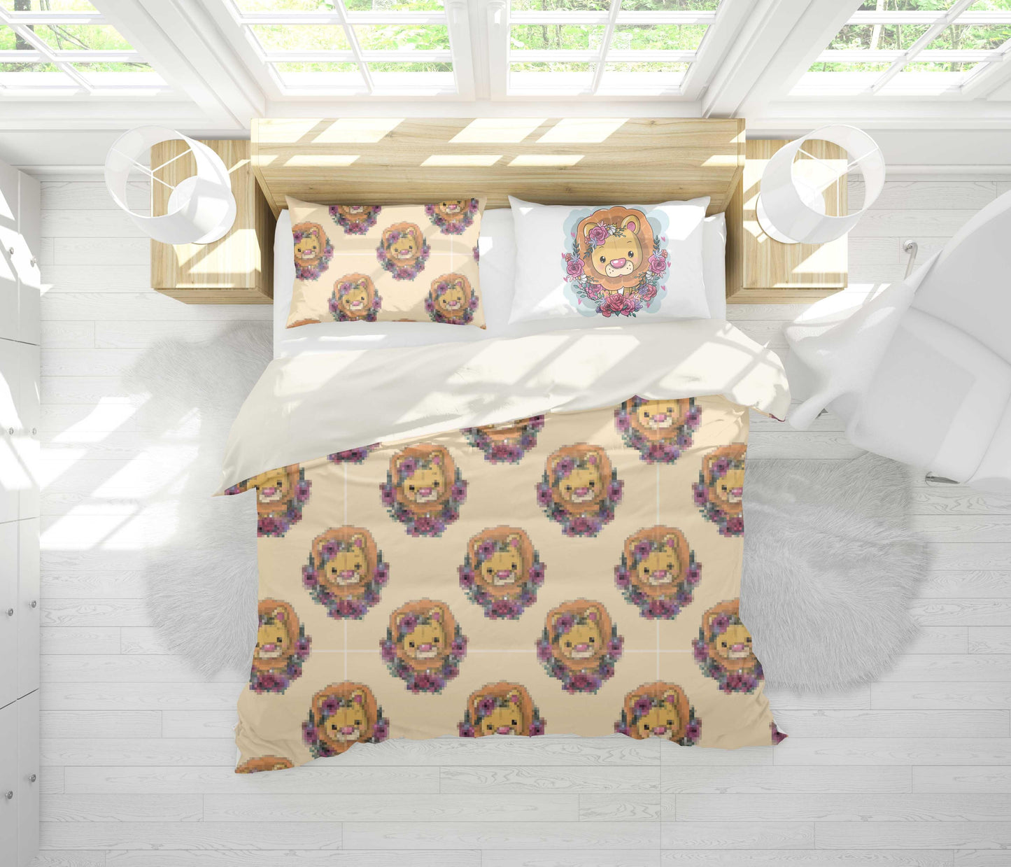 3D Cartoon Brown Bear Quilt Cover Set Bedding Set Pillowcases 92