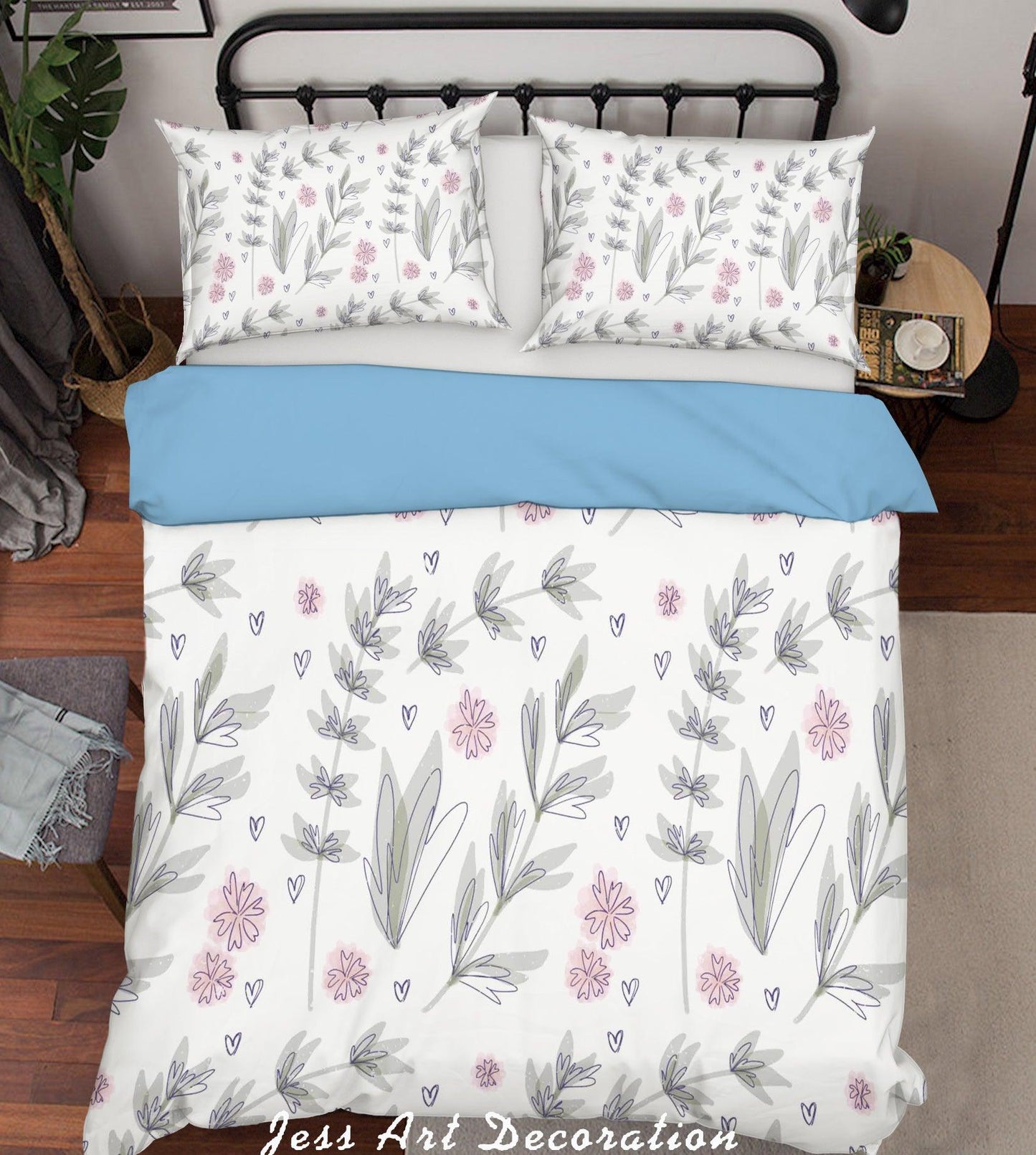 3D Black White Leaves Pattern Quilt Cover Set Bedding Set Pillowcases 319