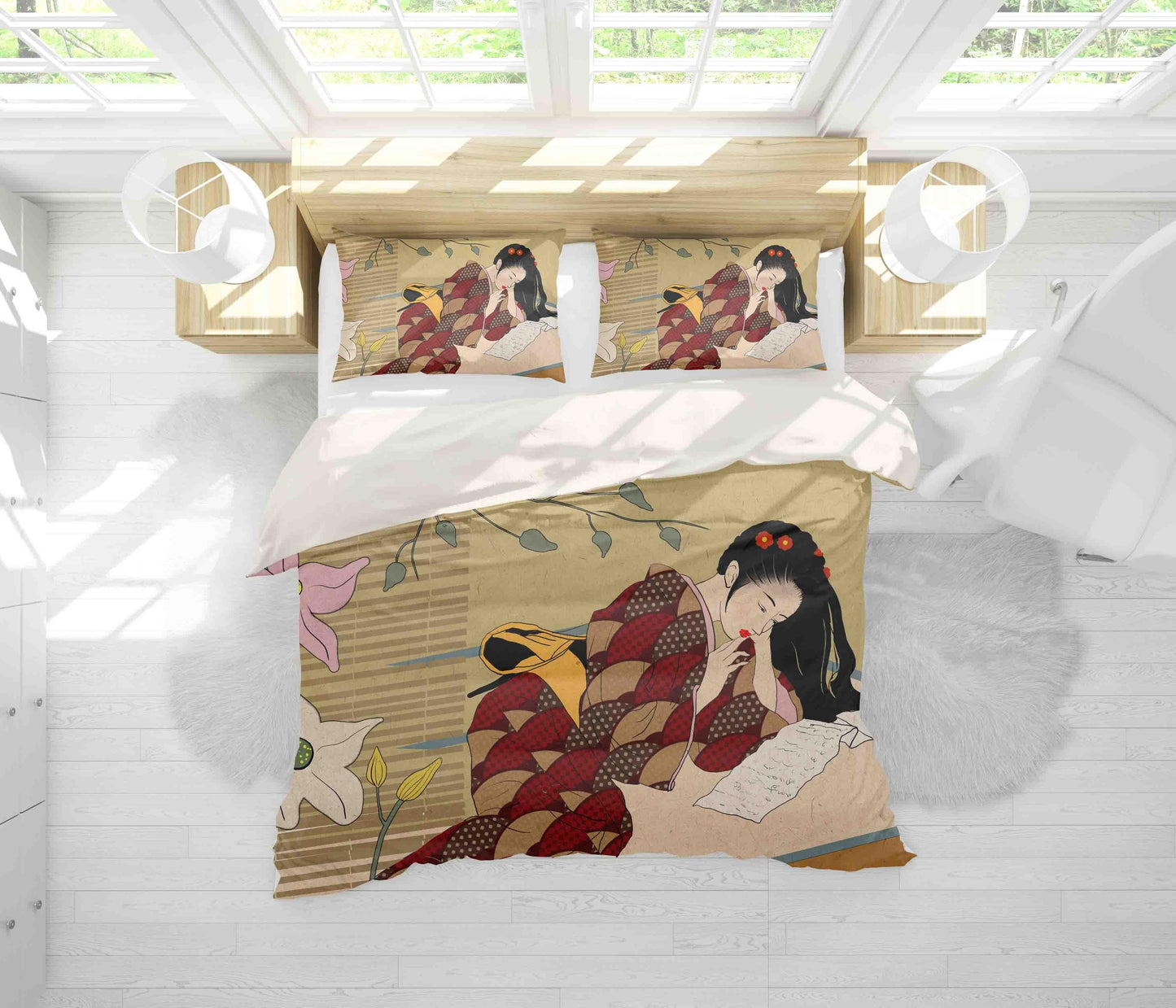 3D Abstract Kimono Woman Quilt Cover Set Bedding Set Pillowcases 76