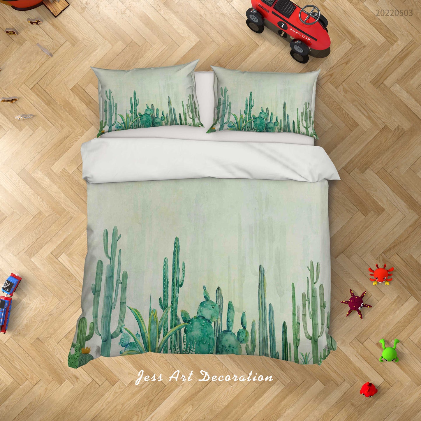 3D Cactus Pale Green Quilt Cover Set Bedding Set Duvet Cover Pillowcase 567