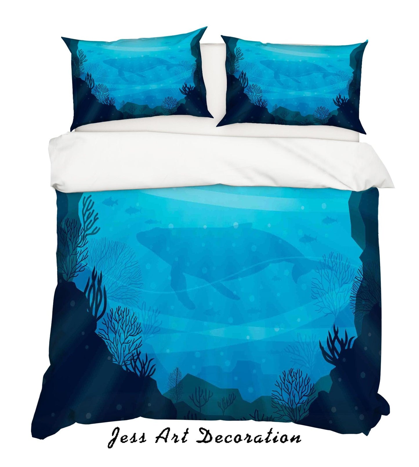 3D Blue Sea Whale Quilt Cover Set Bedding Set Pillowcases 124