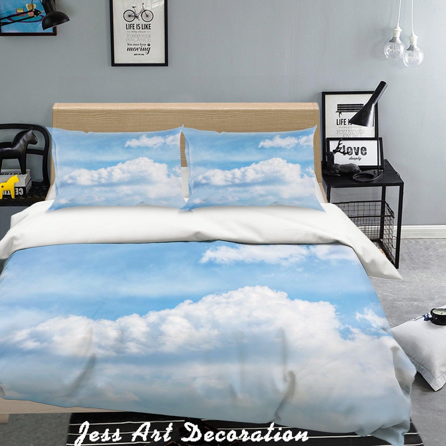 3D Blue Sky White Clouds Quilt Cover Set Bedding Set Pillowcases 4