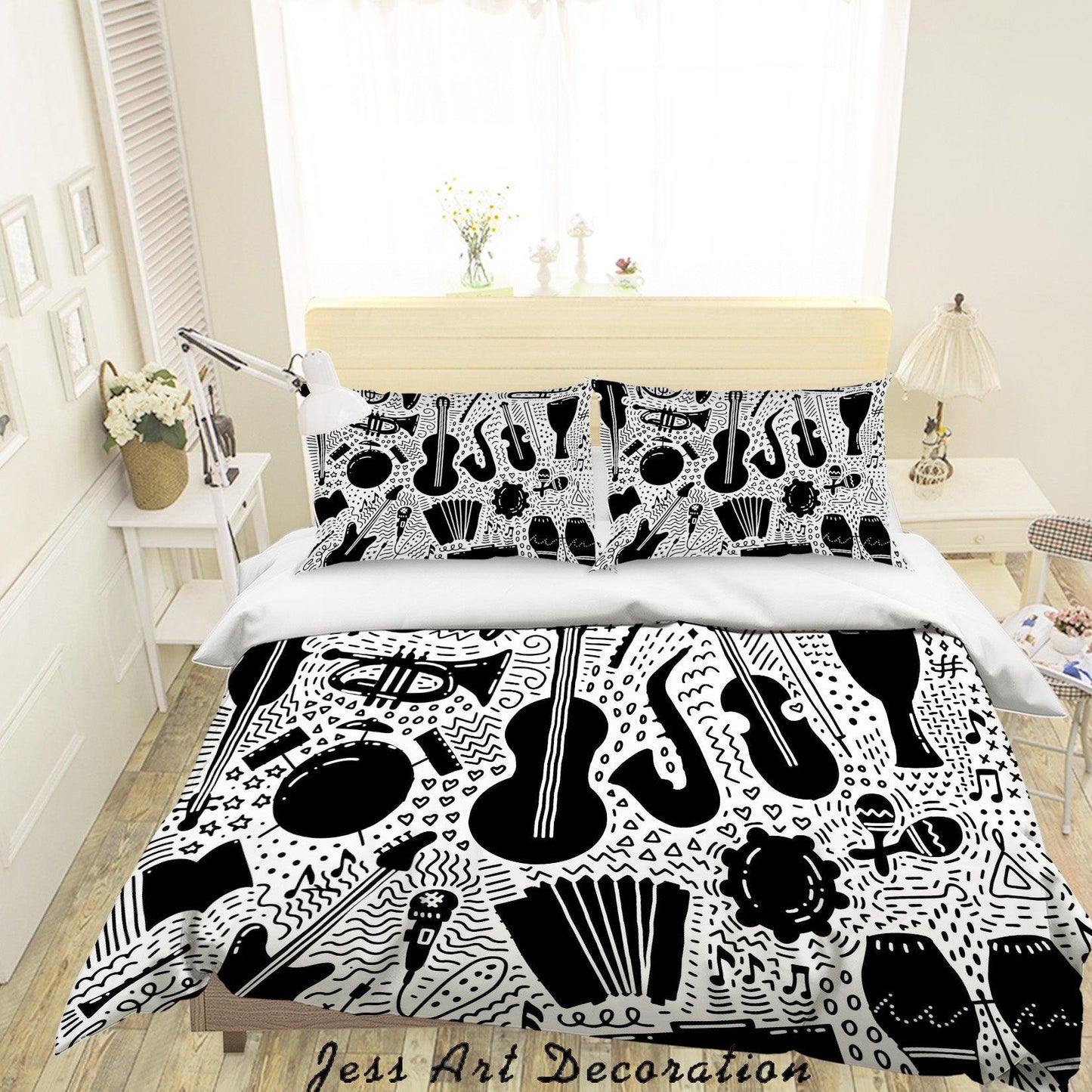 3D Black Music Equipment Quilt Cover Set Bedding Set Pillowcases 9