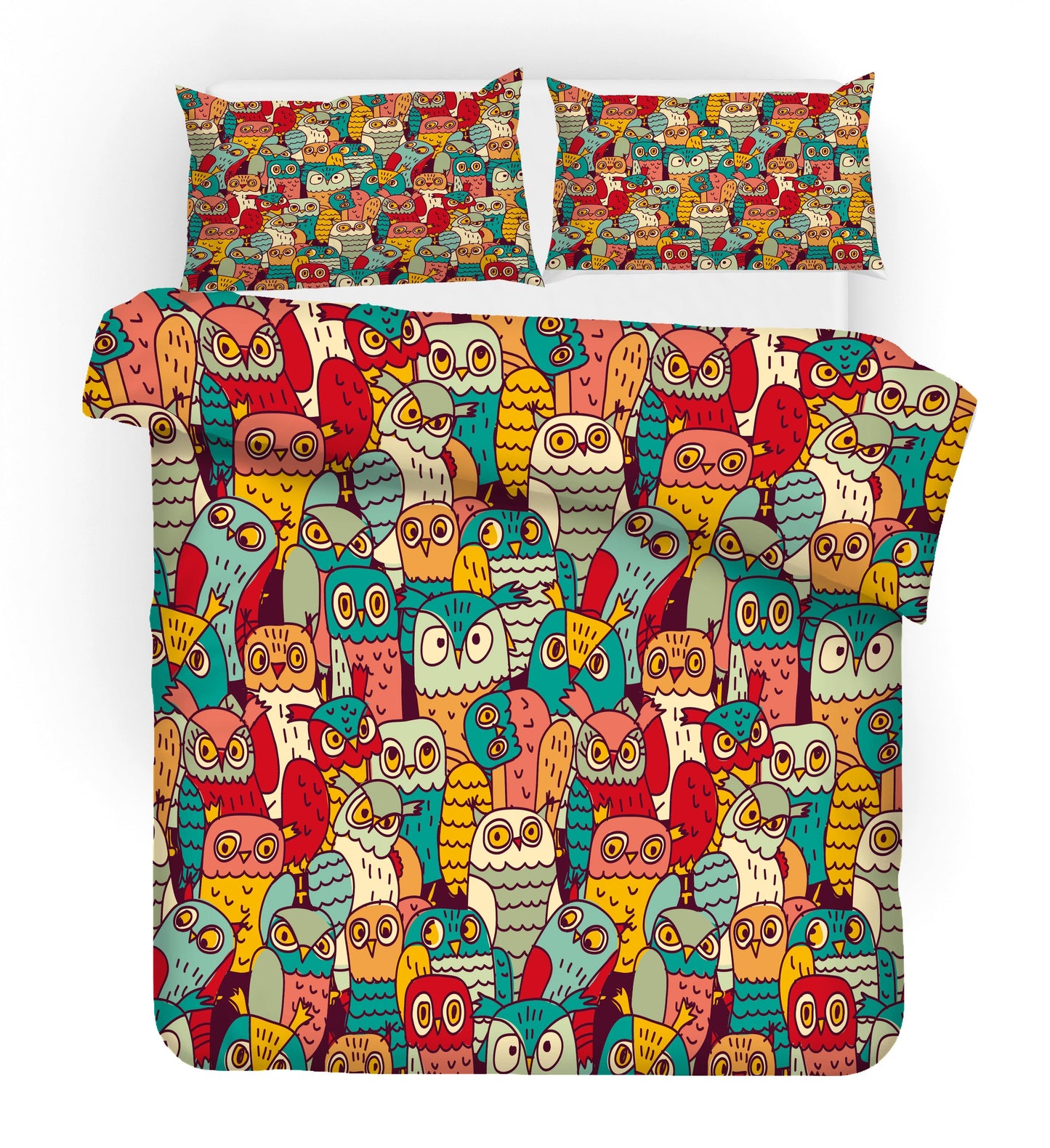 3D Cartoon Owl Quilt Cover Set Bedding Set Duvet Cover Pillowcases SF70