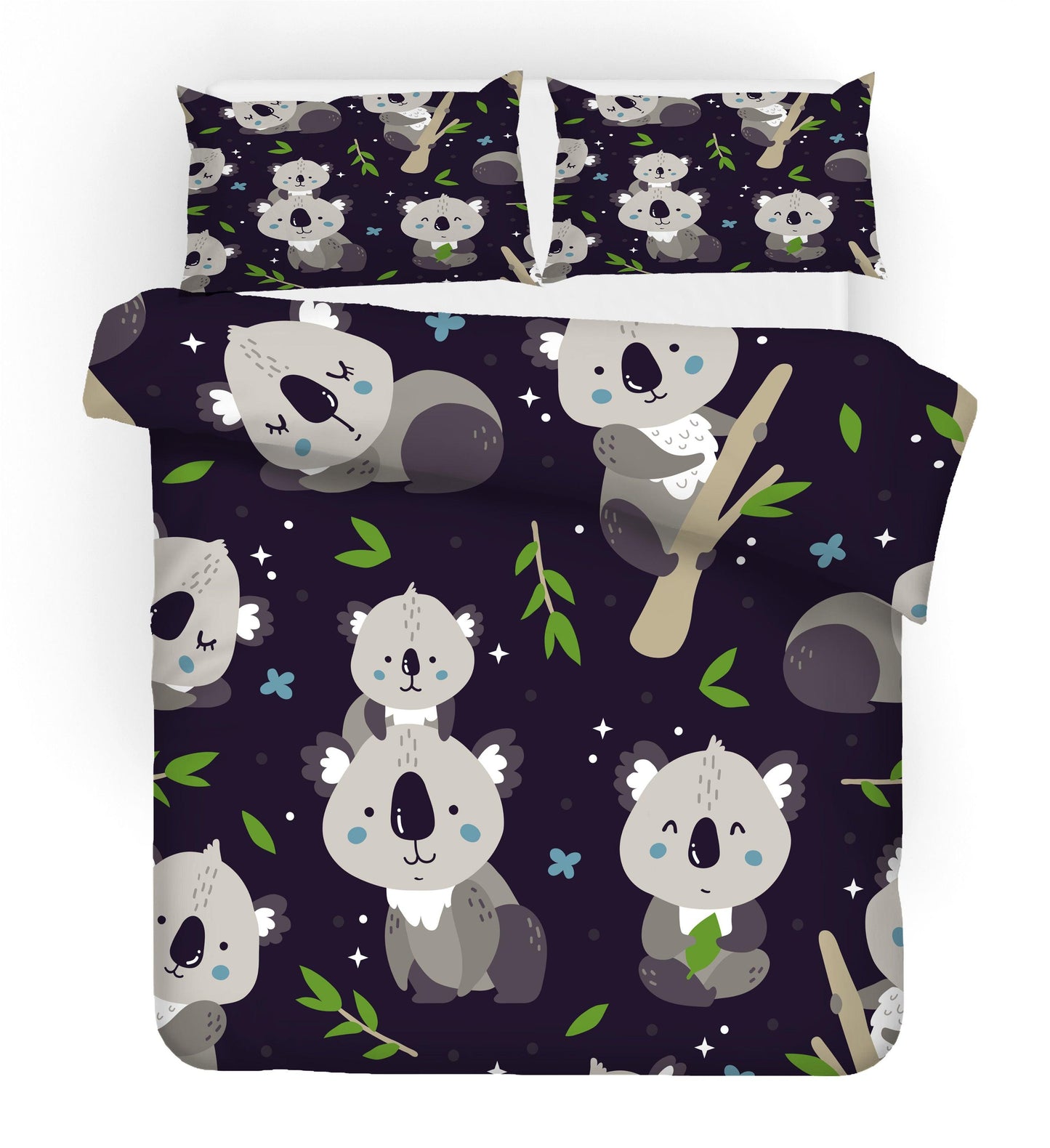 3D Cartoon Animal Koala Black Quilt Cover Set Bedding Set Duvet Cover Pillowcases 139