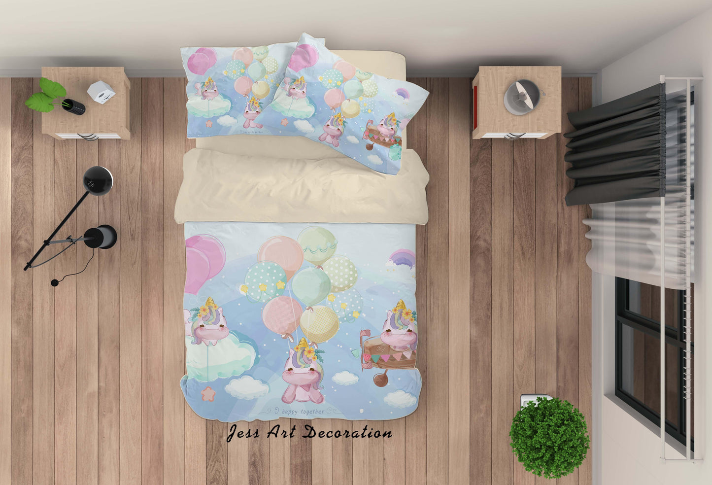 3D Cartoon Animal Balloon Quilt Cover Set Bedding Set Duvet Cover Pillowcases A355 LQH
