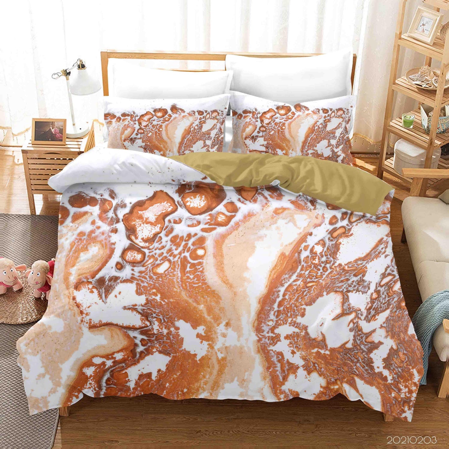 3D Abstract Orange Marble Texture Quilt Cover Set Bedding Set Duvet Cover Pillowcases 56