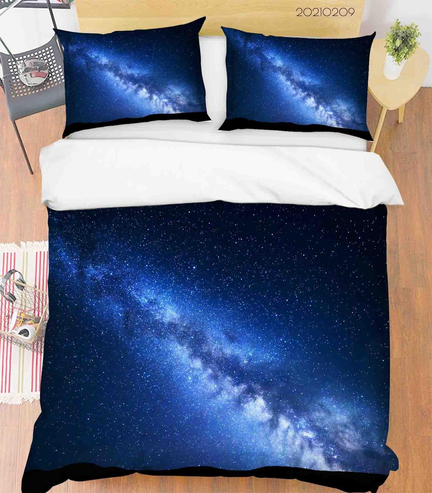 3D Blue Starry Sky Quilt Cover Set Bedding Set Duvet Cover Pillowcases 256
