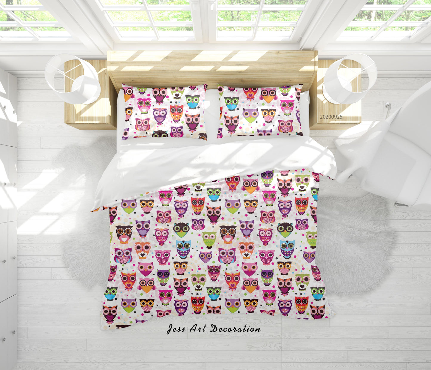 3D Cartoon Animal Owl Pattern Quilt Cover Set Bedding Set Duvet Cover Pillowcases WJ 6450