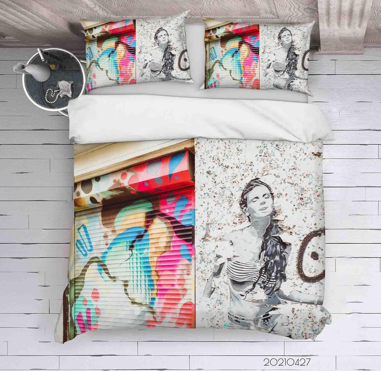 3D Abstract Street Color Graffiti Quilt Cover Set Bedding Set Duvet Cover Pillowcases 106