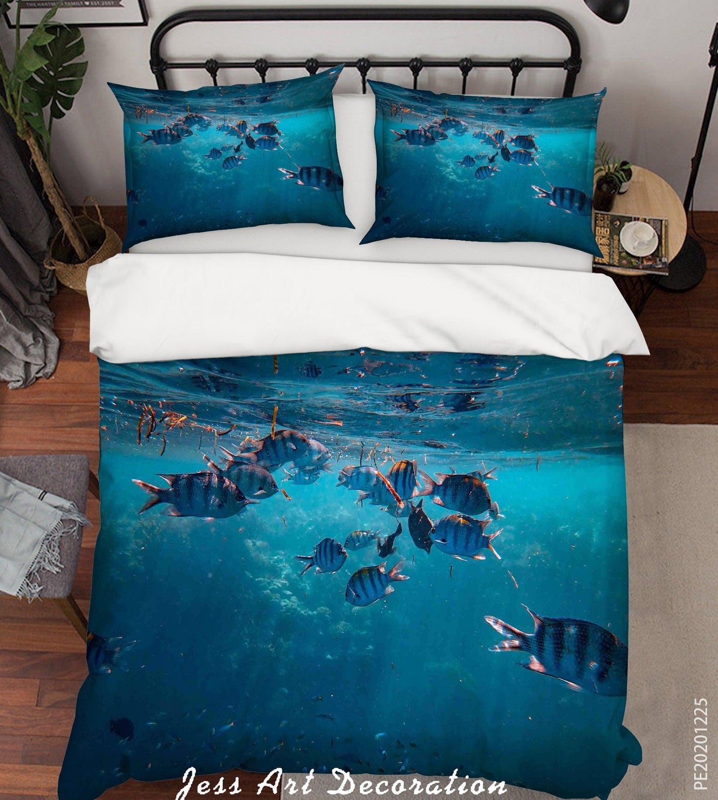 3D Blue Sea Fish Quilt Cover Set Bedding Set Duvet Cover Pillowcases 30