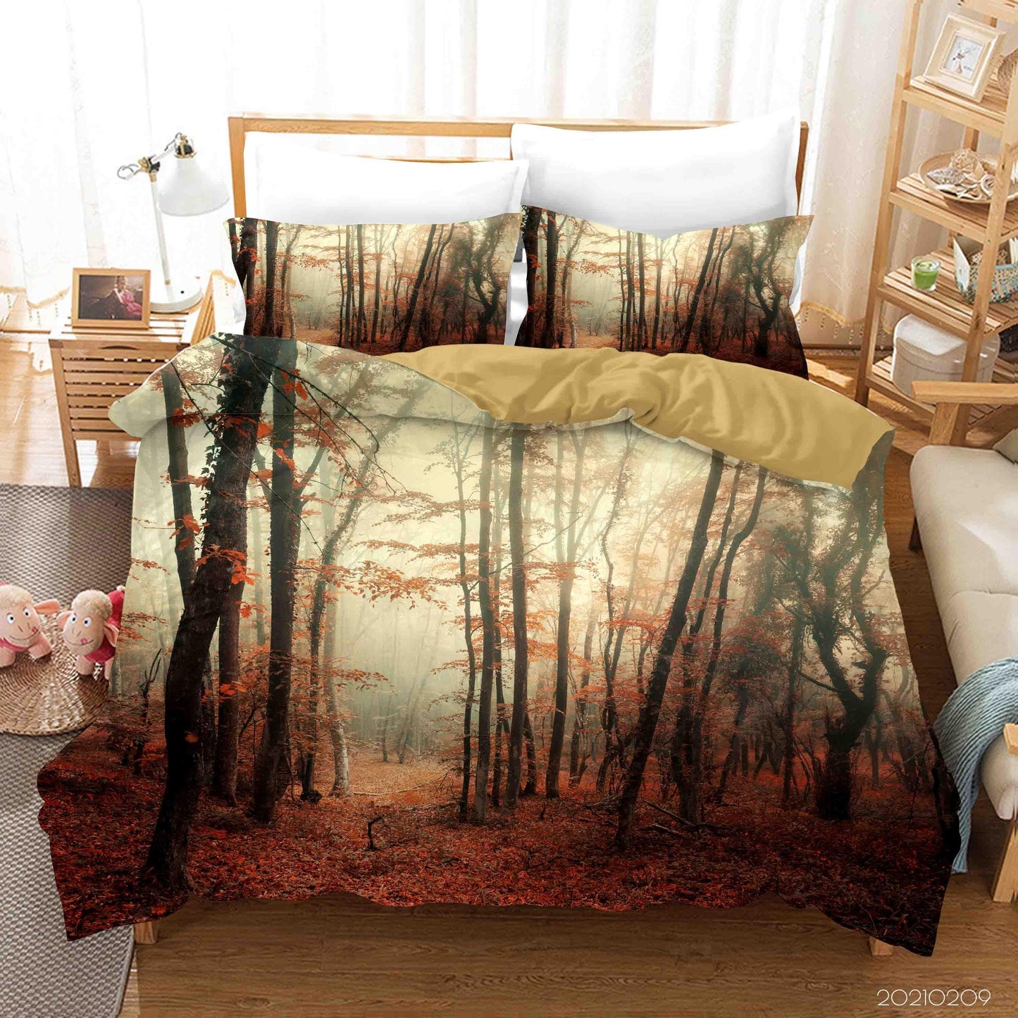 3D Autumn Forest Landscape Quilt Cover Set Bedding Set Duvet Cover Pillowcases 231