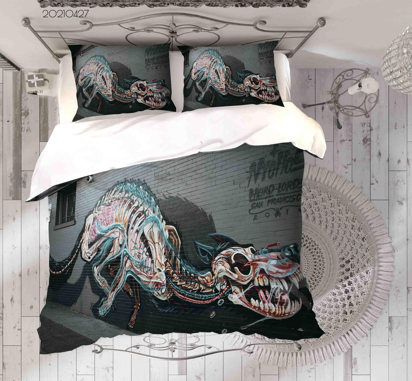 3D Abstract Dinosaur Street Graffiti Quilt Cover Set Bedding Set Duvet Cover Pillowcases 126