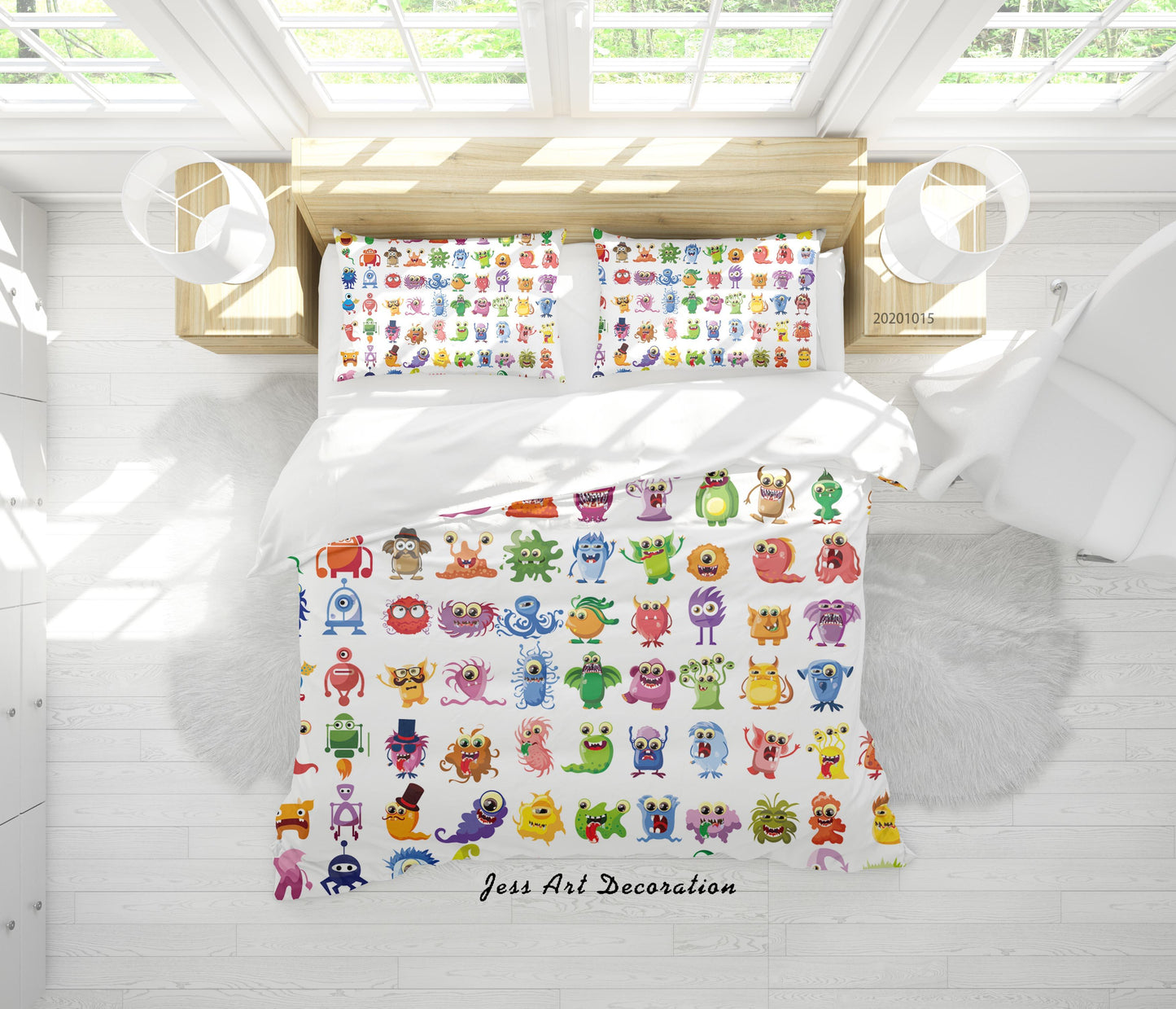 3D Cartoon Animal Monsters Pattern Quilt Cover Set Bedding Set Duvet Cover Pillowcases WJ 9677