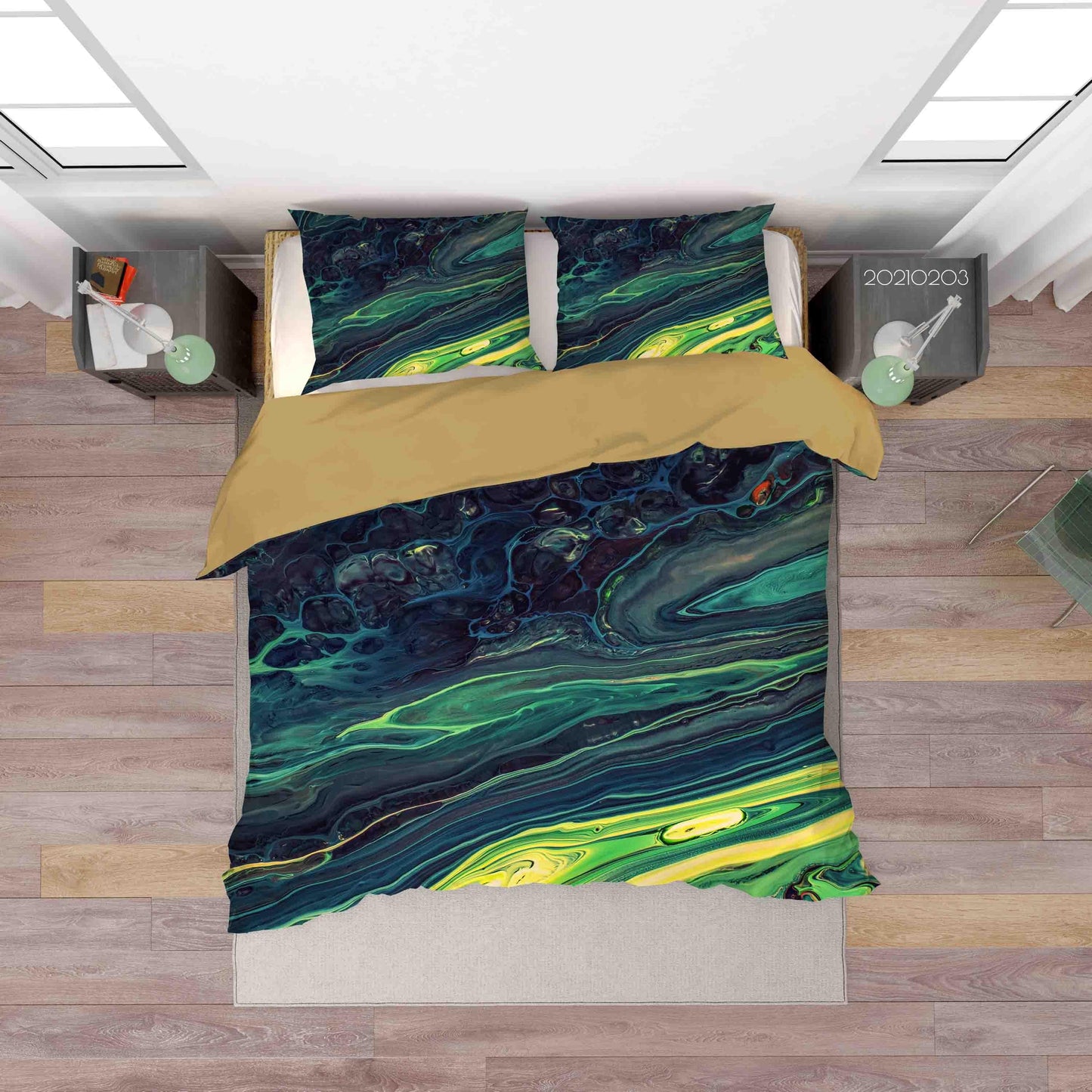 3D Abstract Green Marble Texture Quilt Cover Set Bedding Set Duvet Cover Pillowcases 11