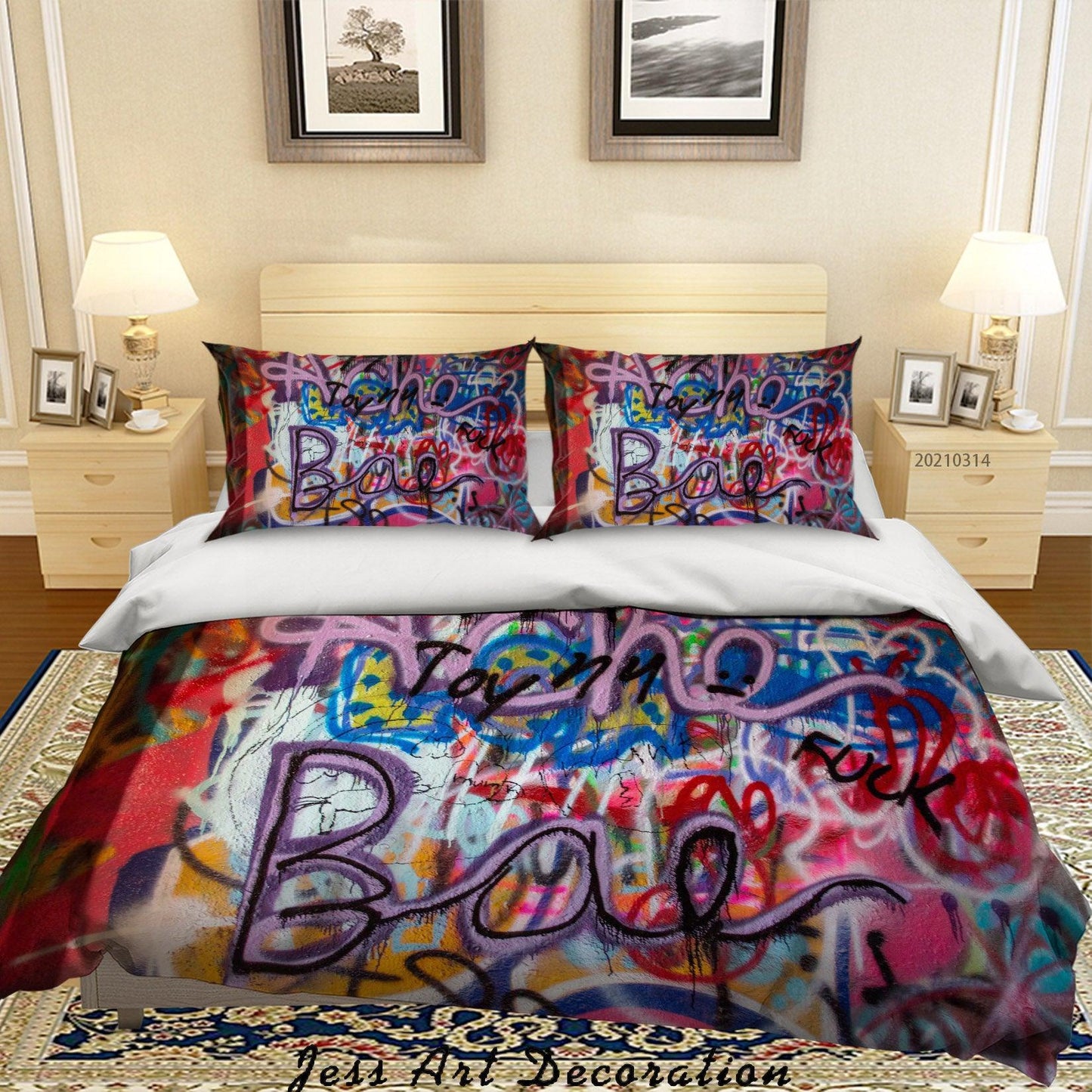 3D Abstract Colored Street Graffiti Quilt Cover Set Bedding Set Duvet Cover Pillowcases 190