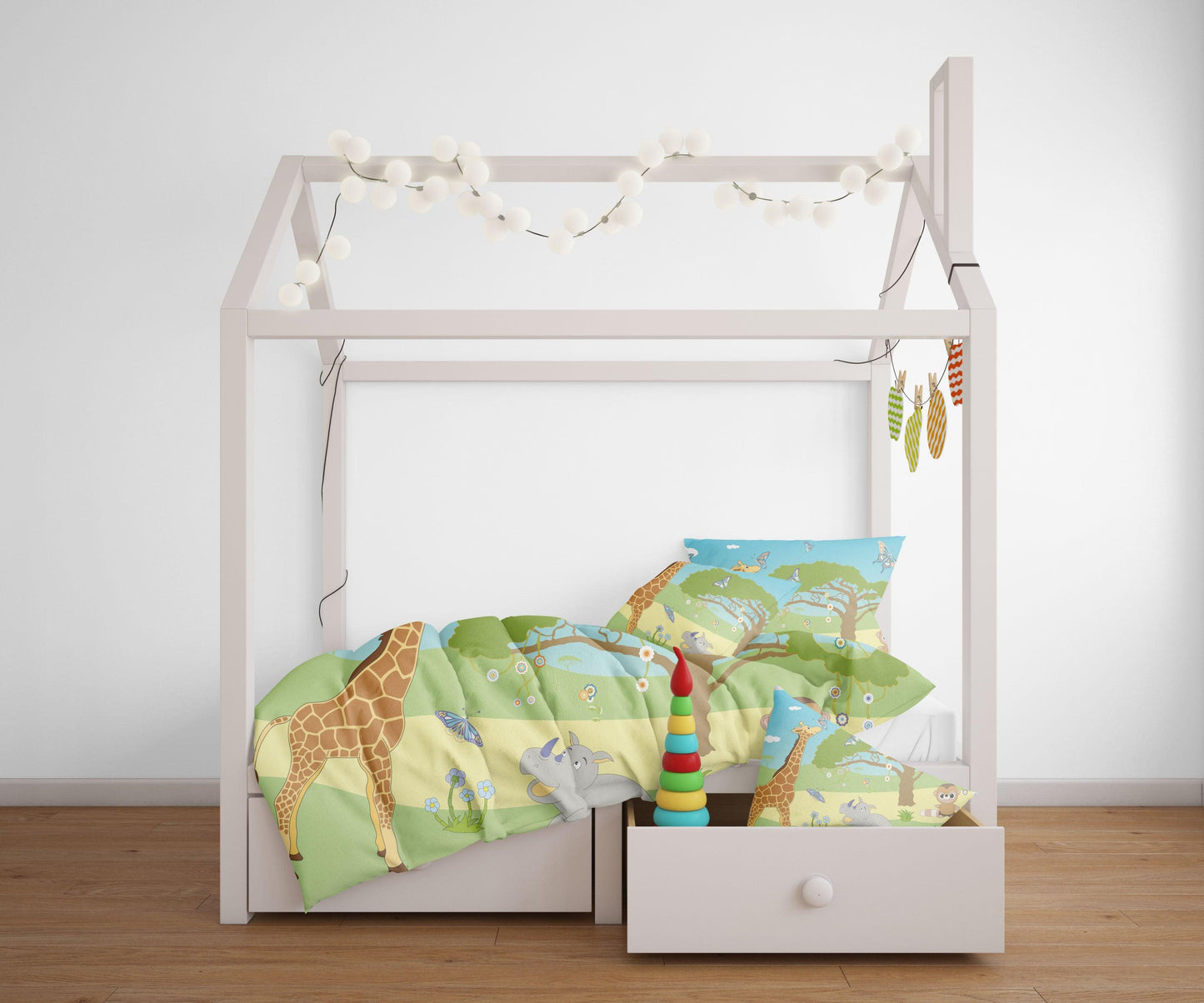 3D Cartoon Animal Giraffe Monkey Rhino Quilt Cover Set Bedding Set Pillowcases 100