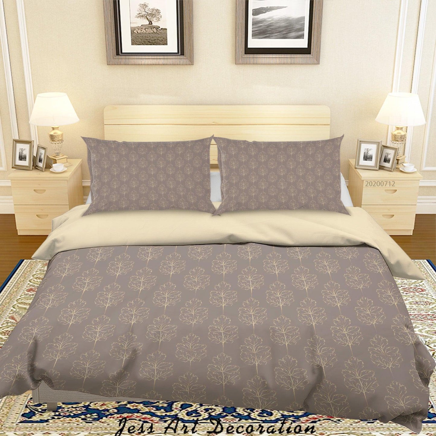 3D Abstract Vintage Gray Line Leaves Pattern Quilt Cover Set Bedding Set Duvet Cover Pillowcases WJ 4094