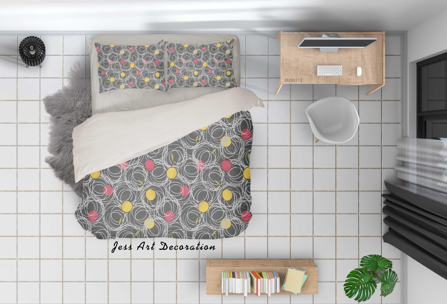 3D Abstract Vintage Leaves Apple Pattern Quilt Cover Set Bedding Set Duvet Cover Pillowcases WJ 4002