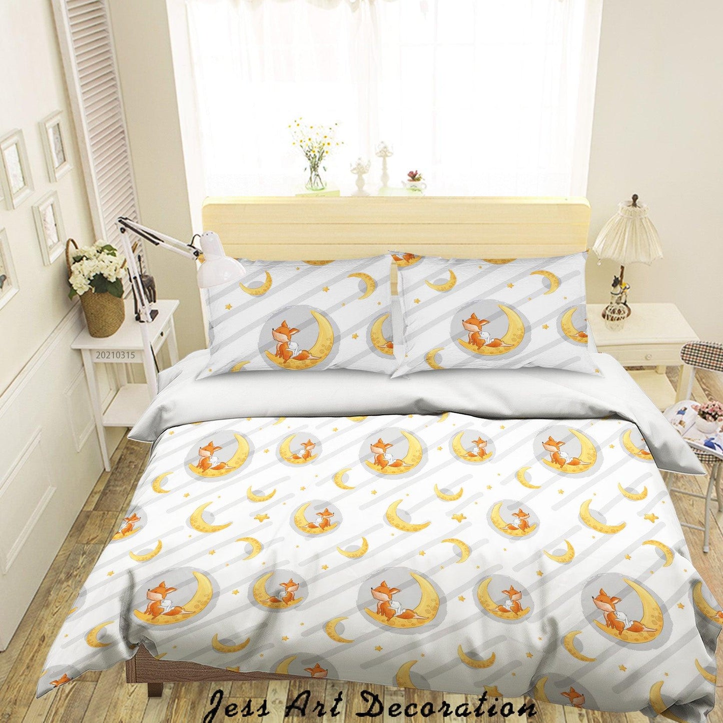 3D Cartoon Moon Animal Fox Quilt Cover Set Bedding Set Duvet Cover Pillowcases 39