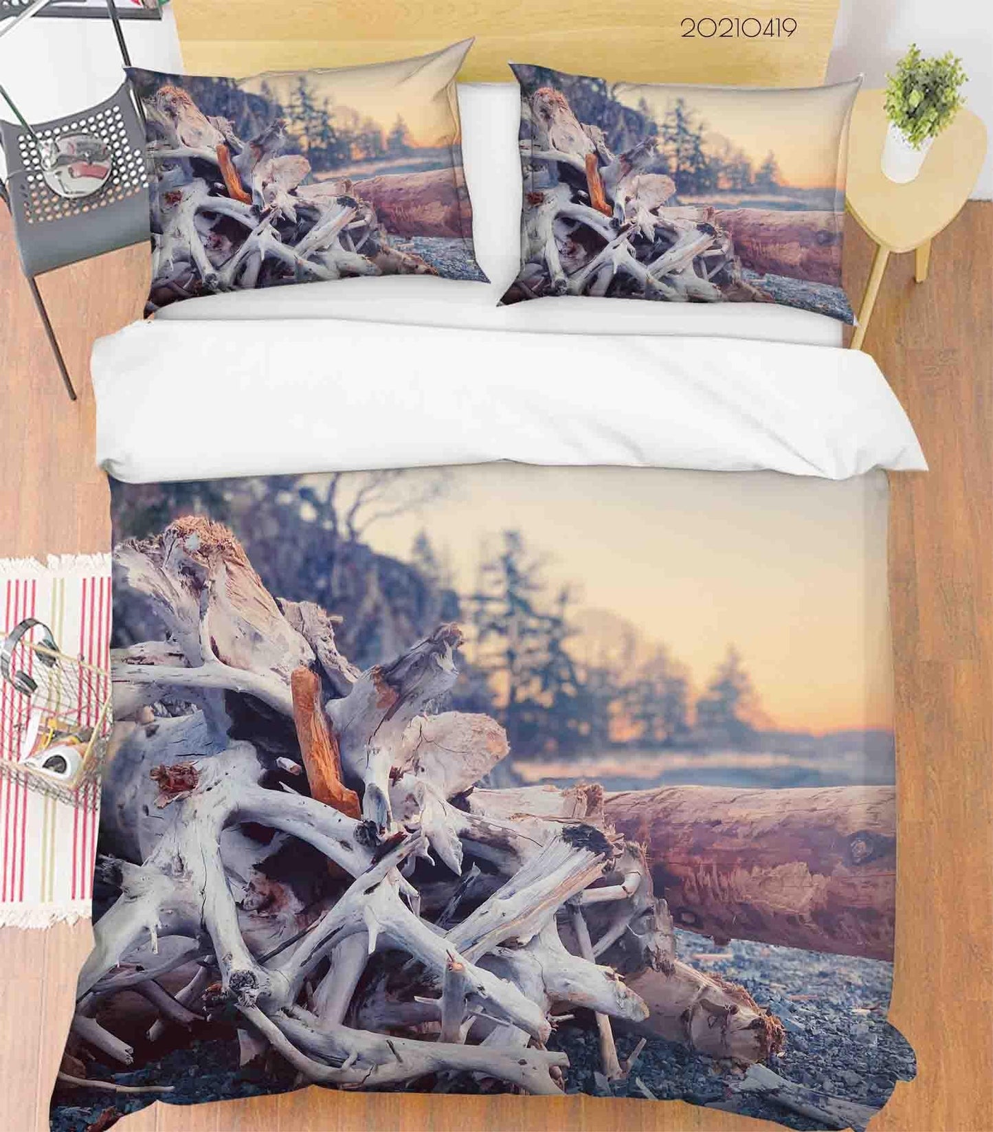 3D Beach Dead Branch Quilt Cover Set Bedding Set Duvet Cover Pillowcases 165