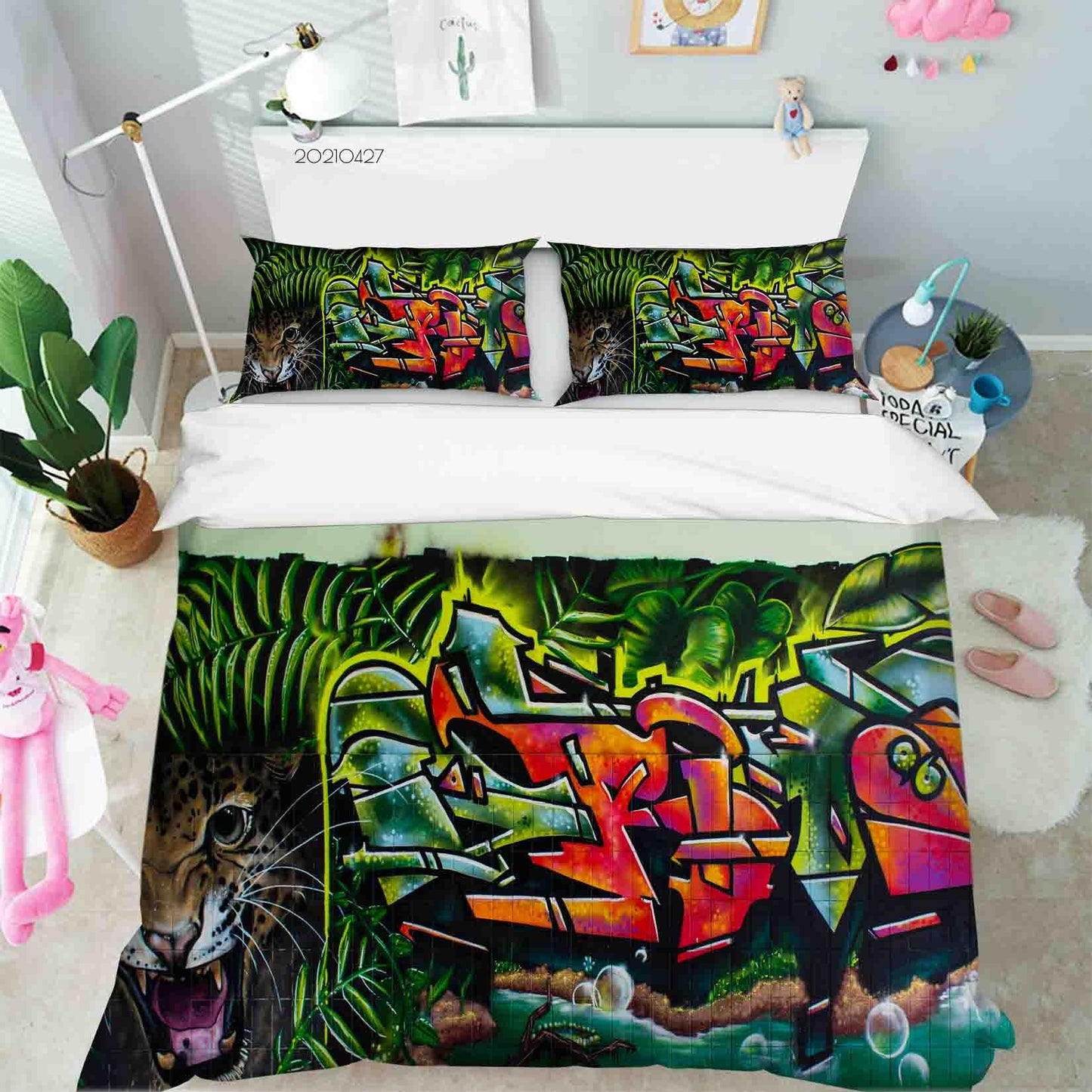 3D Abstract Colored Street Graffiti Quilt Cover Set Bedding Set Duvet Cover Pillowcases 77