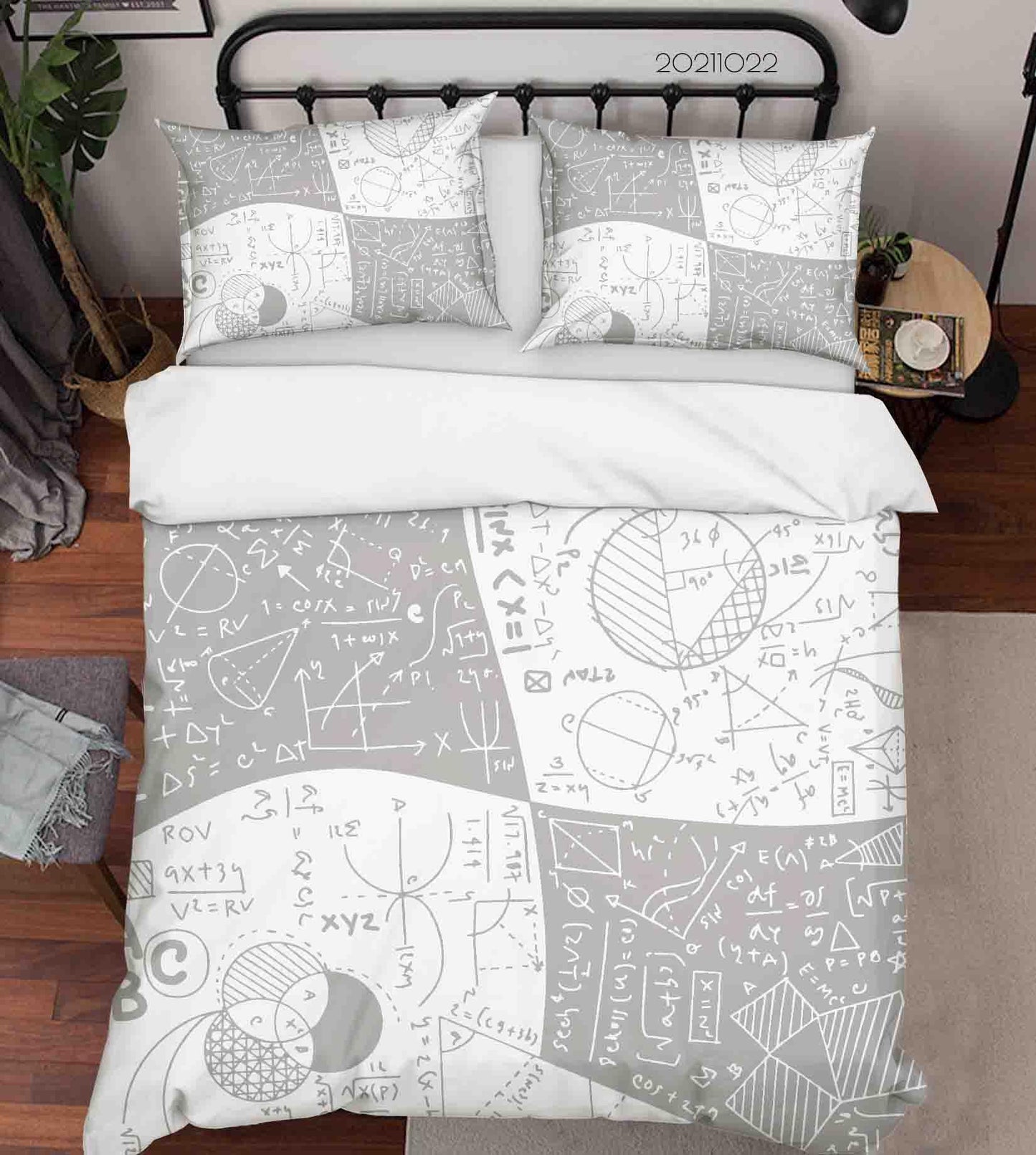 3D Abstract Learning Mathematical Doodle Quilt Cover Set Bedding Set Duvet Cover Pillowcases 57